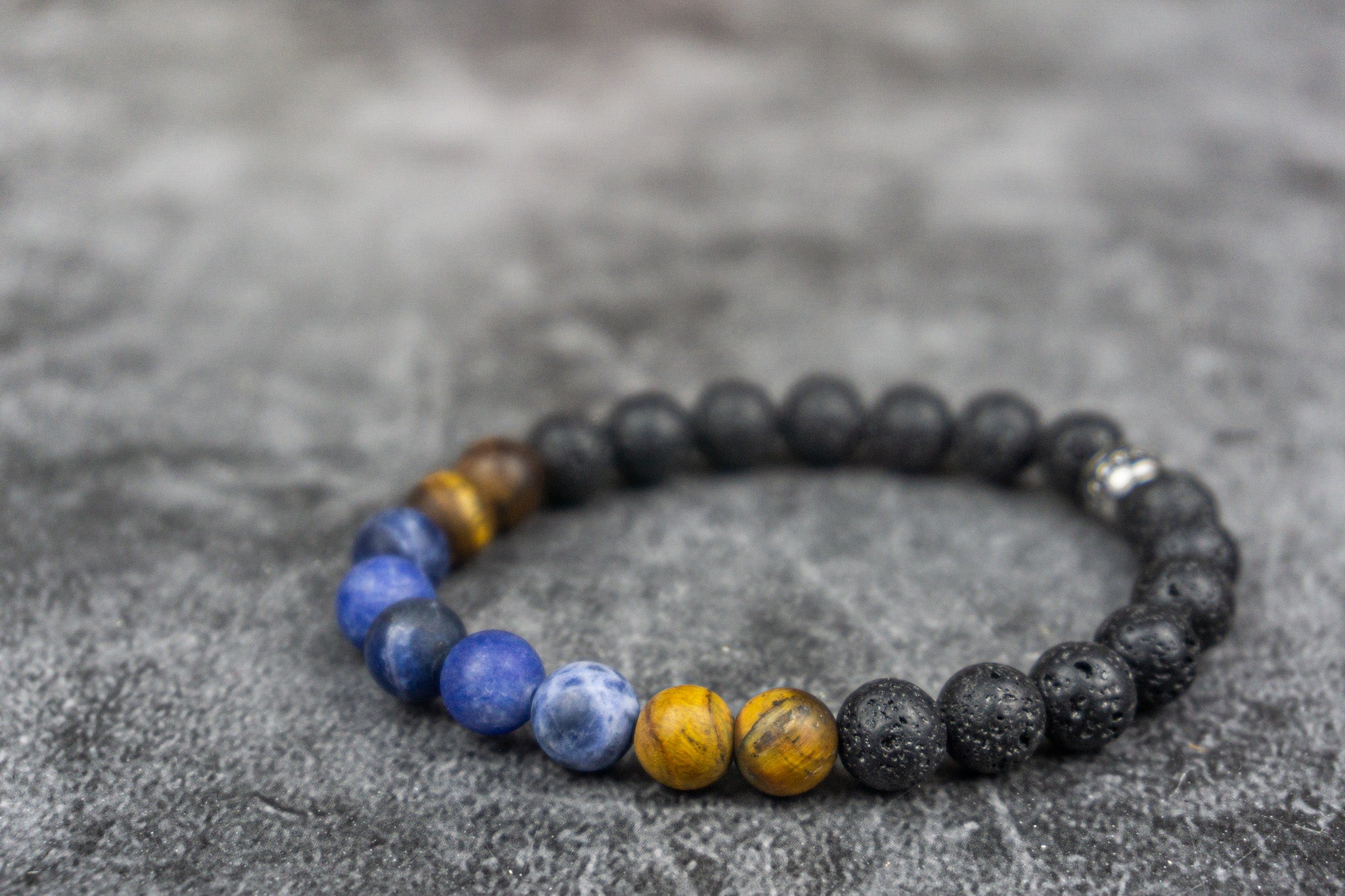 bracelet made of lava stone, tiger eye ,sodalite
