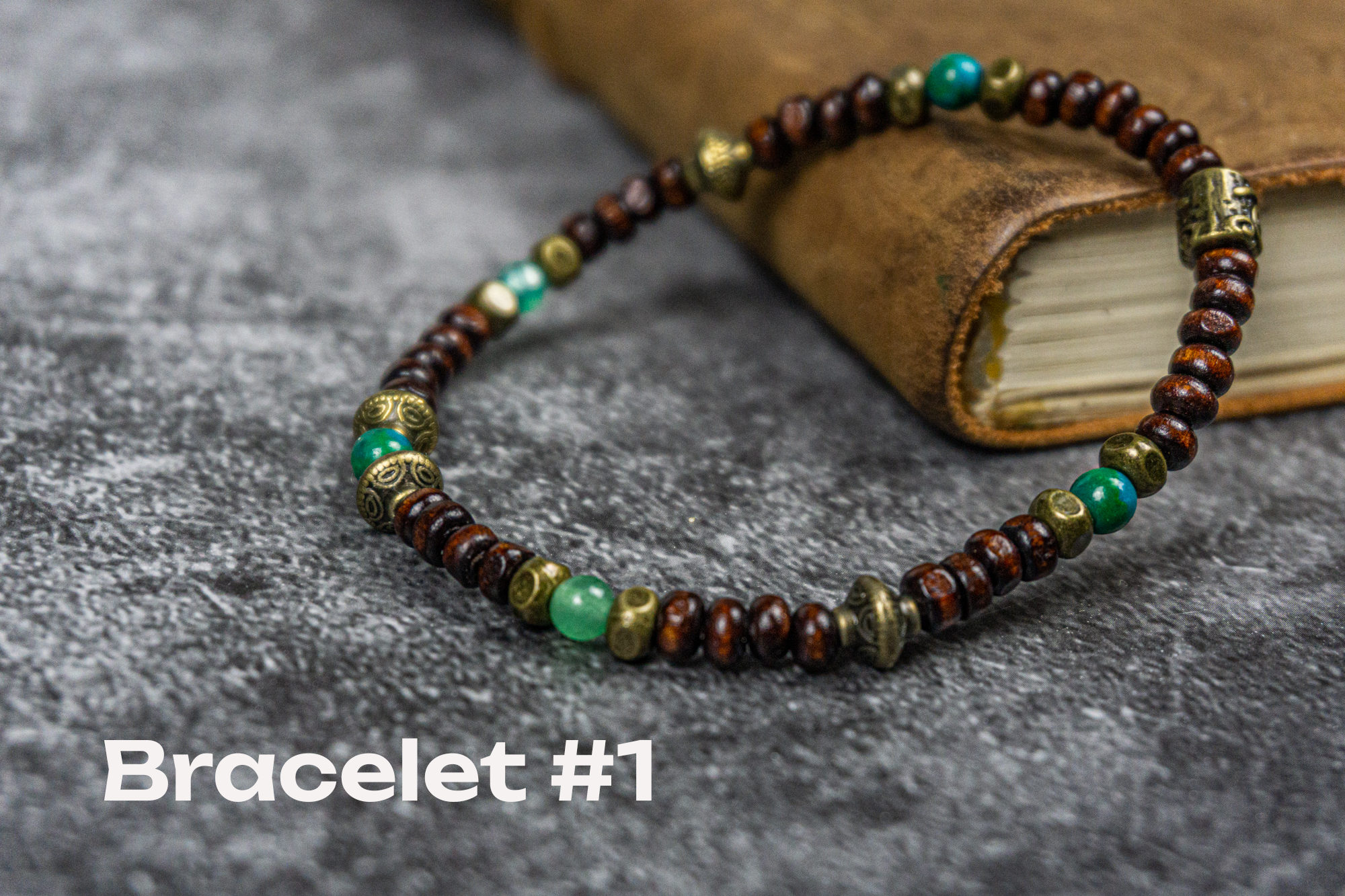 single wood jade bronze bracelet