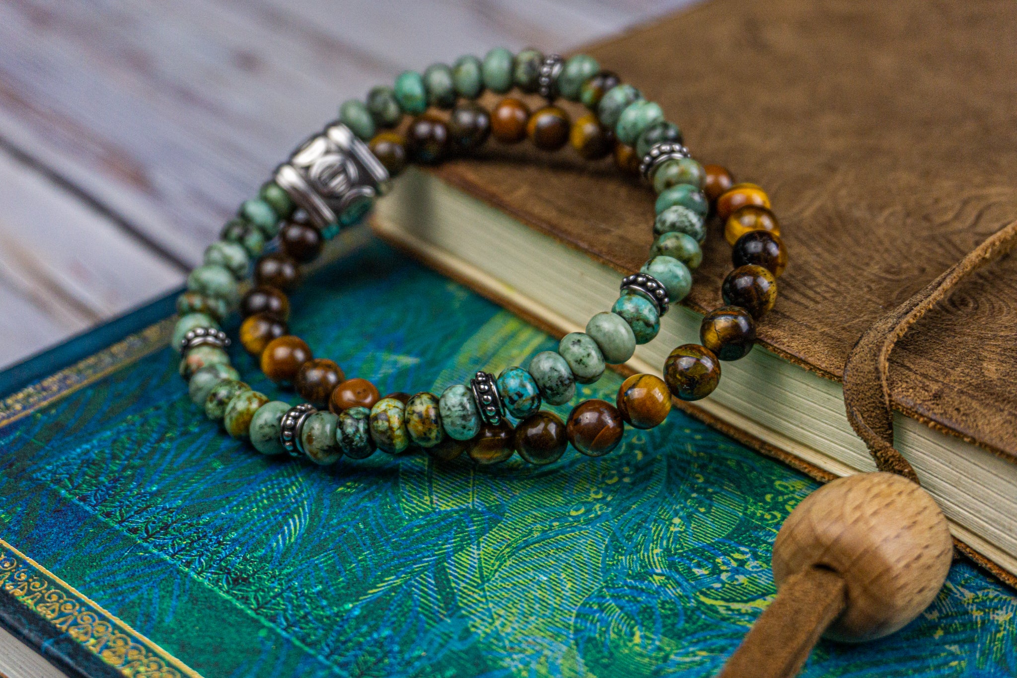 mens double gemstone bracelet set - wander jewellery