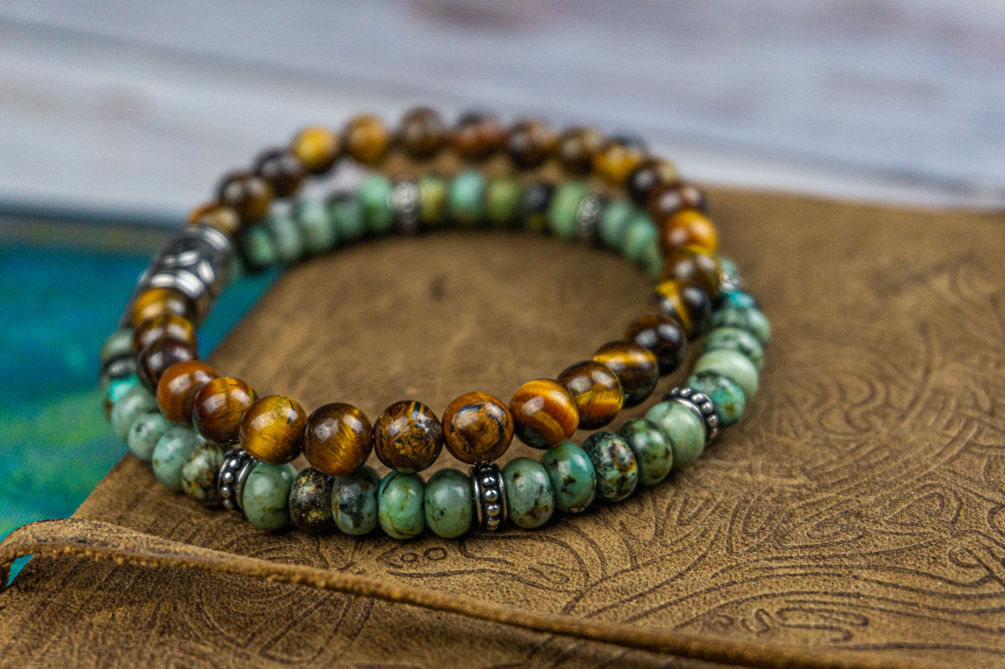 double gemstone bracelet set of 2- wander jewellery