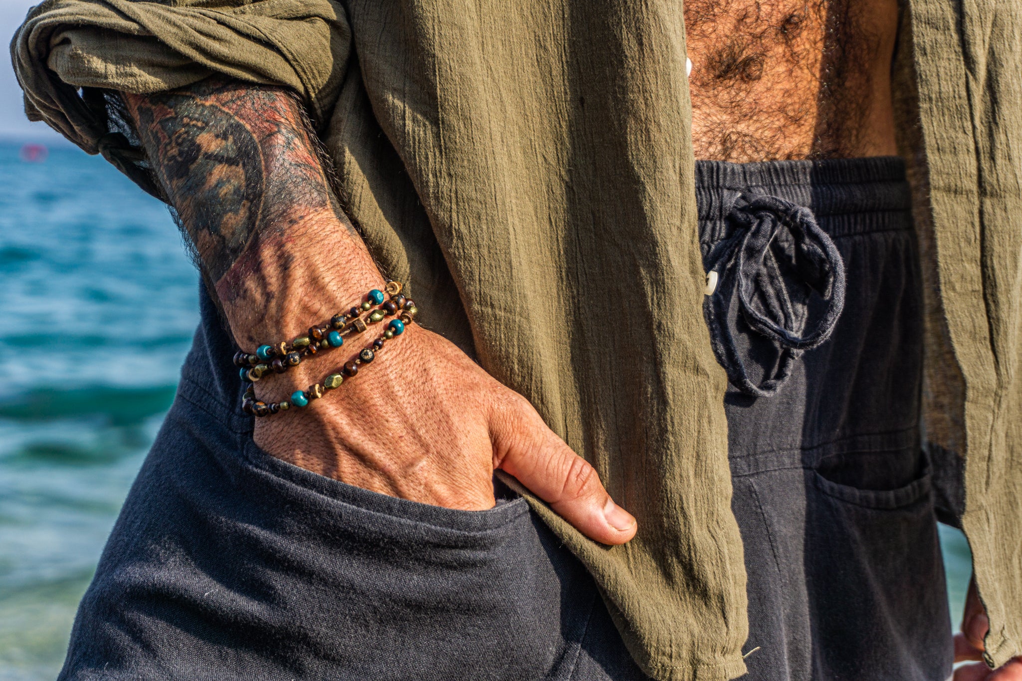 beaded multi stone wrap bracelet- wander jewellery