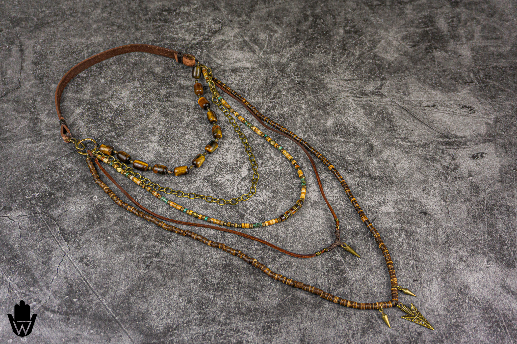 multi layered statement boho necklace with pendant- wander jewellery