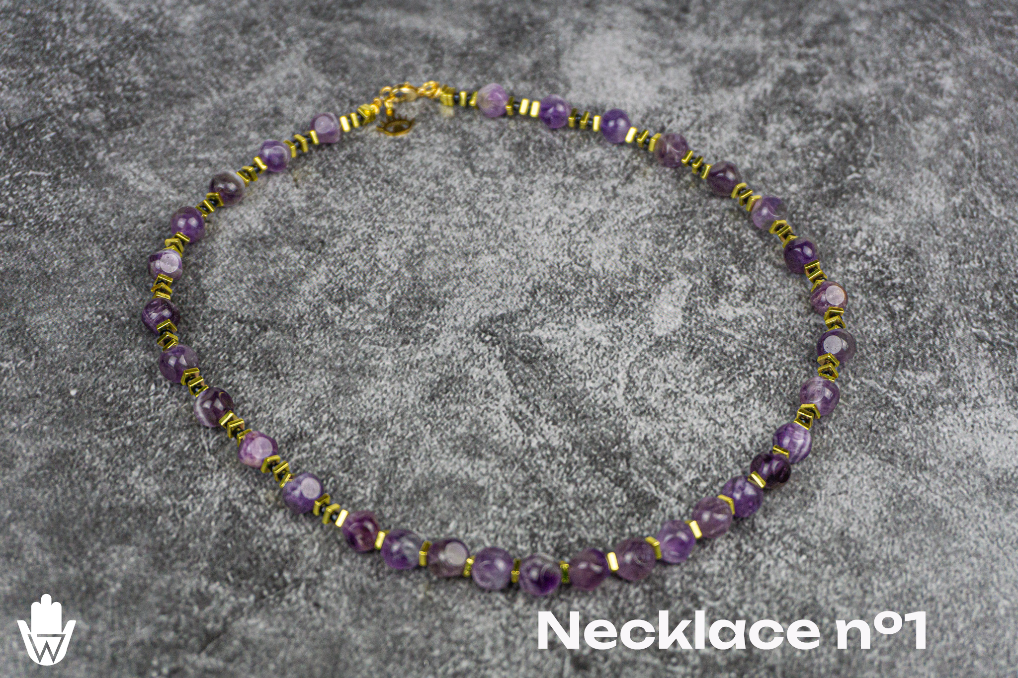 Amethyst and golden choker necklace-wander jewellery