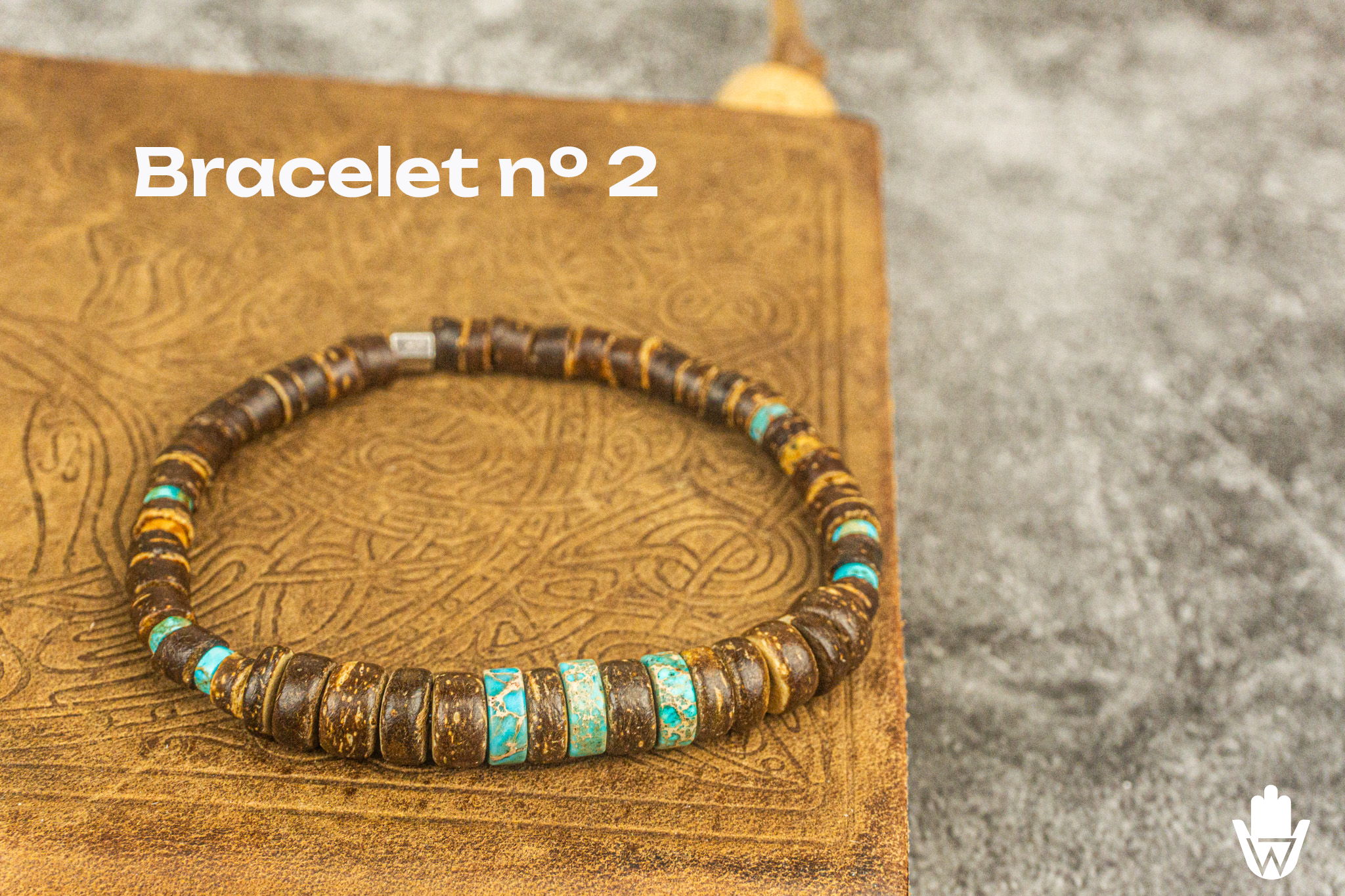 coconut and imperial jasper gemstone beaded bracelet - wander jewellery