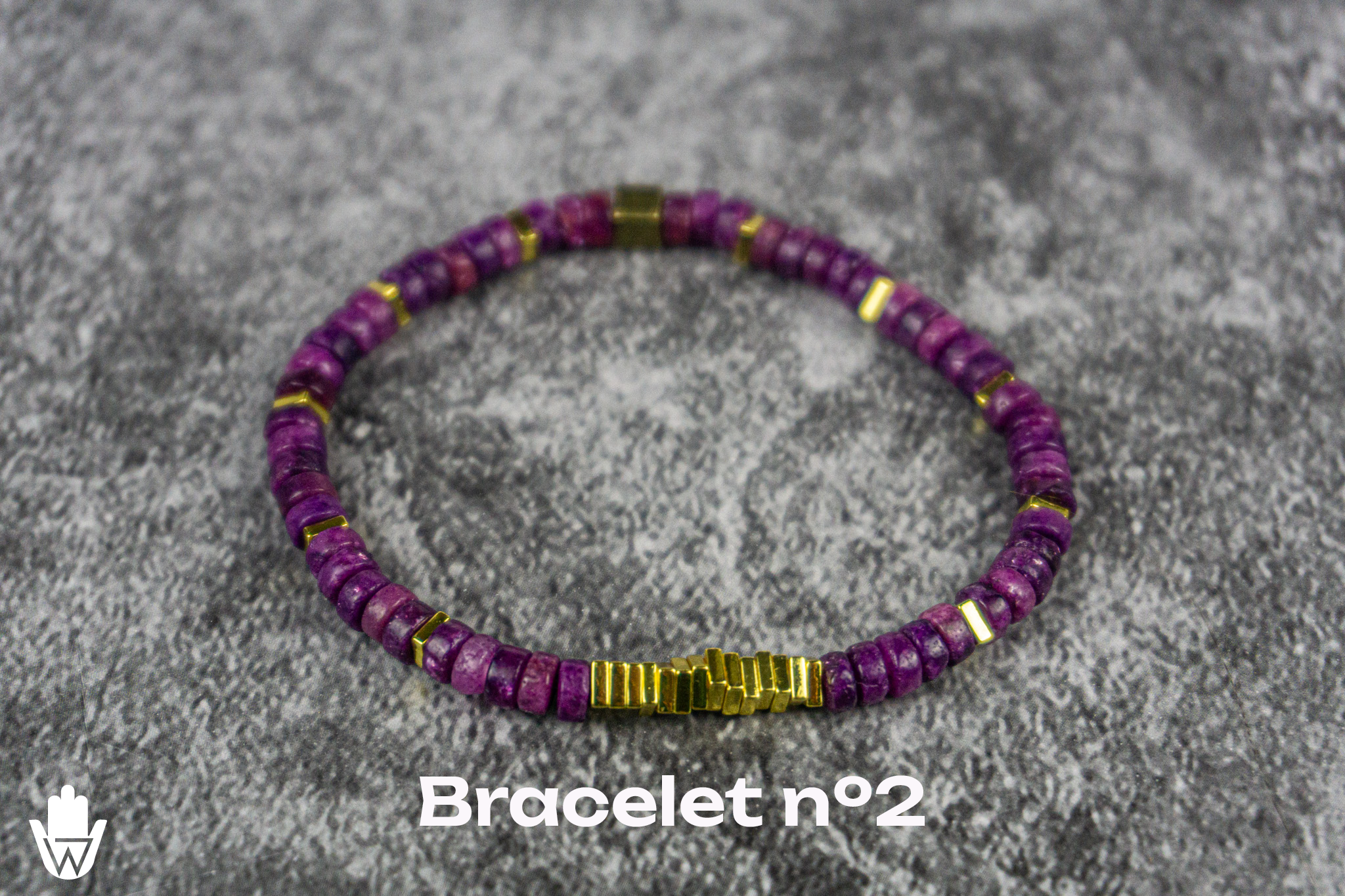 lepidolite purple gemstone beaded bracelet- wander jewellery