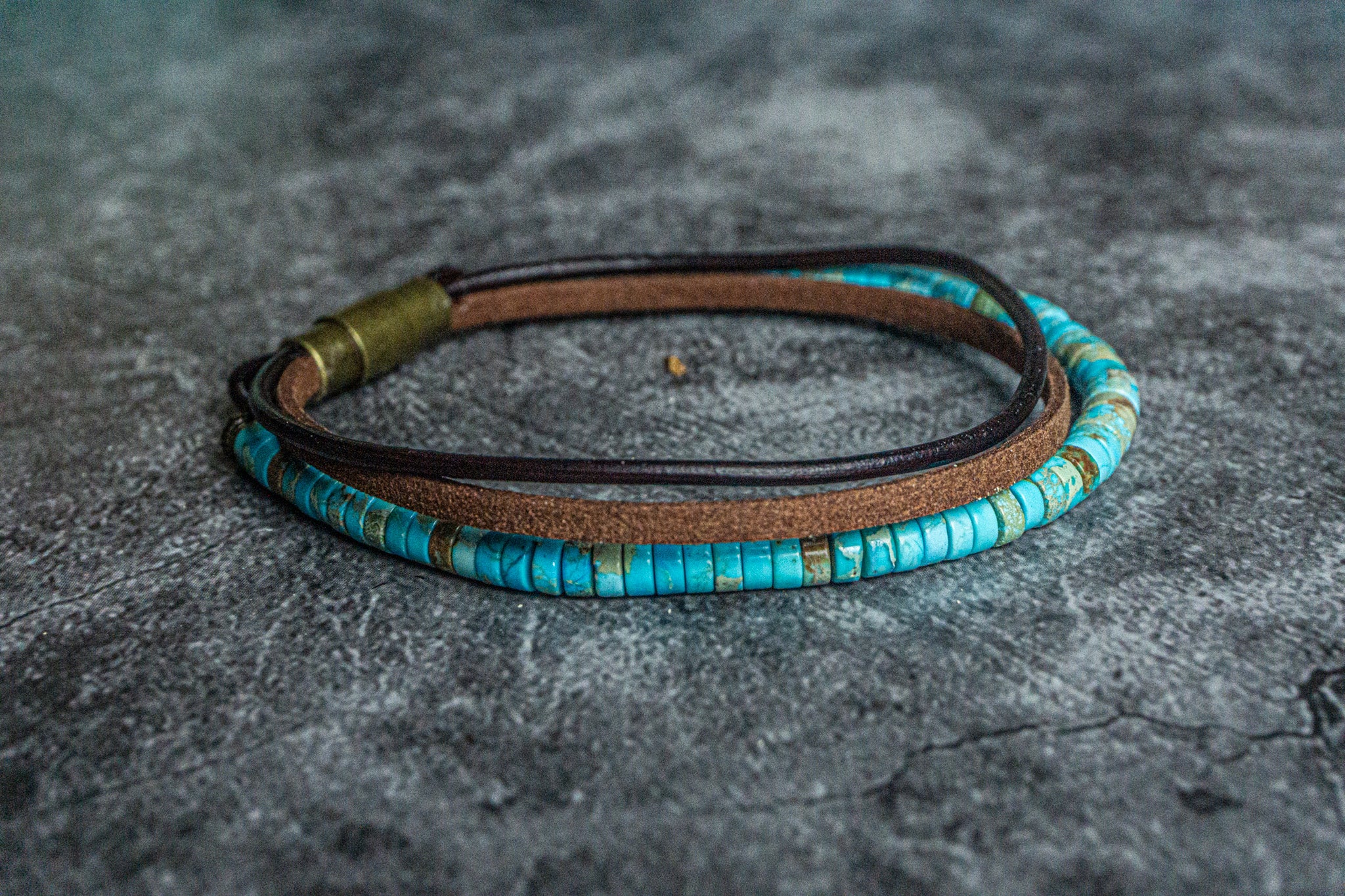 Mens turquoise sale leather bracelet