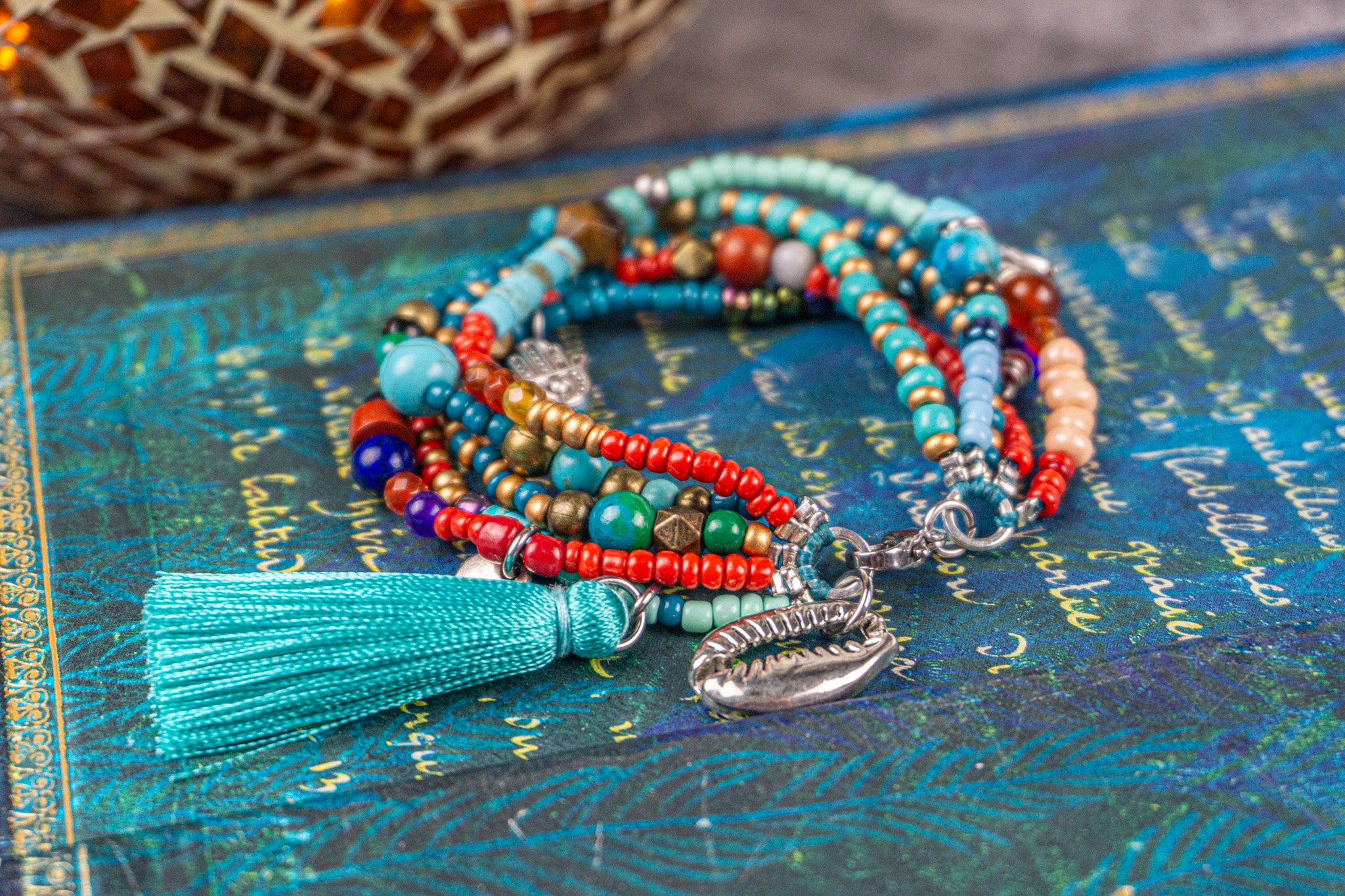 bohemian womens colorful beaded layered bracelet- wander jewellery