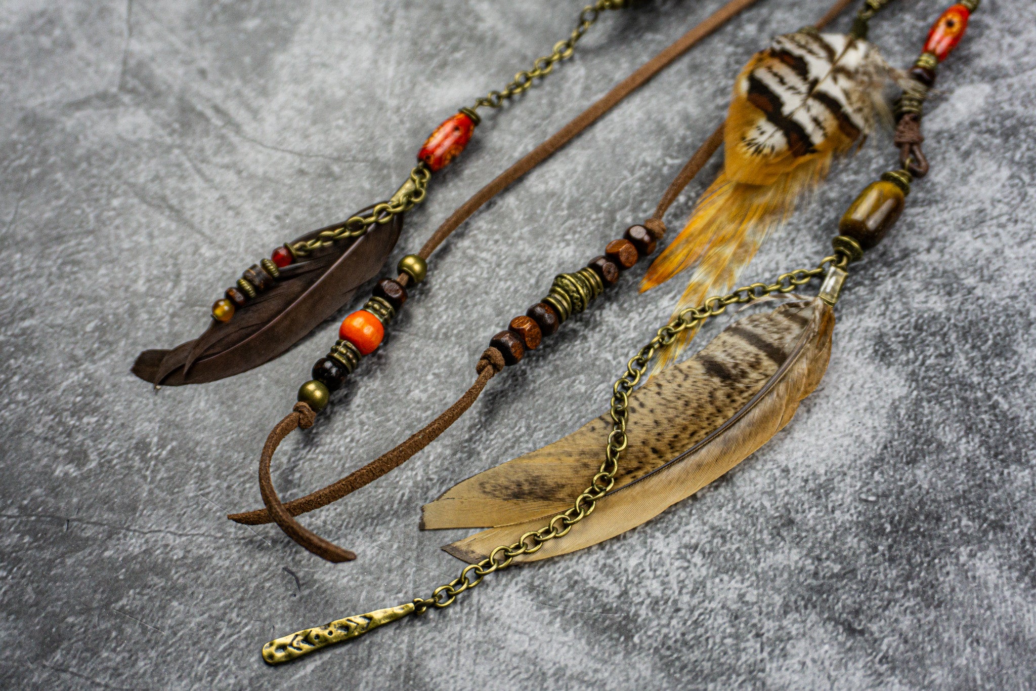 Boho Feather Leather Multiuse Clip- Keycahin- Bag & Guitar Accessory