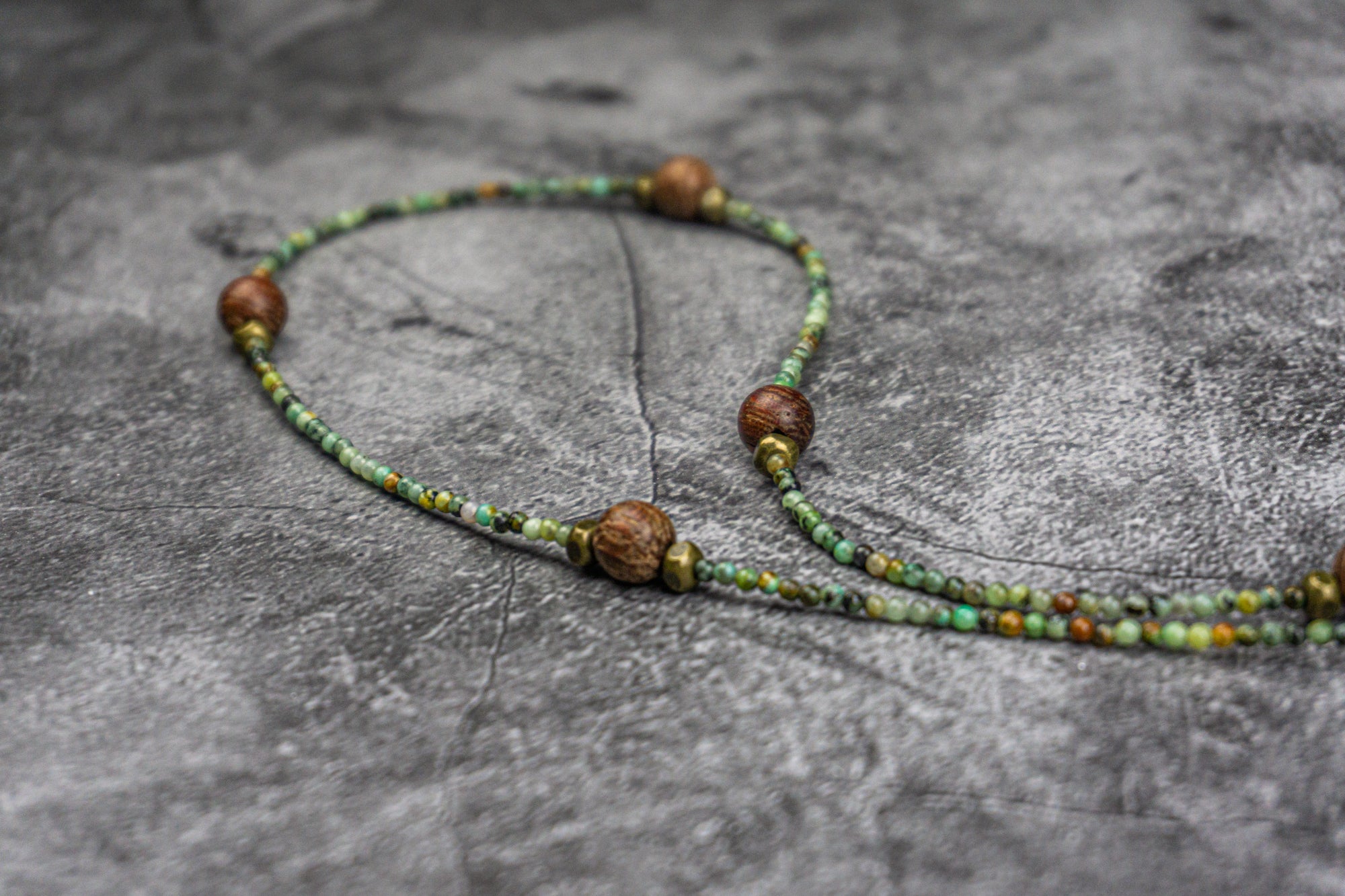  african turquoise gemstone with wooden beads necklace -wander jewellery