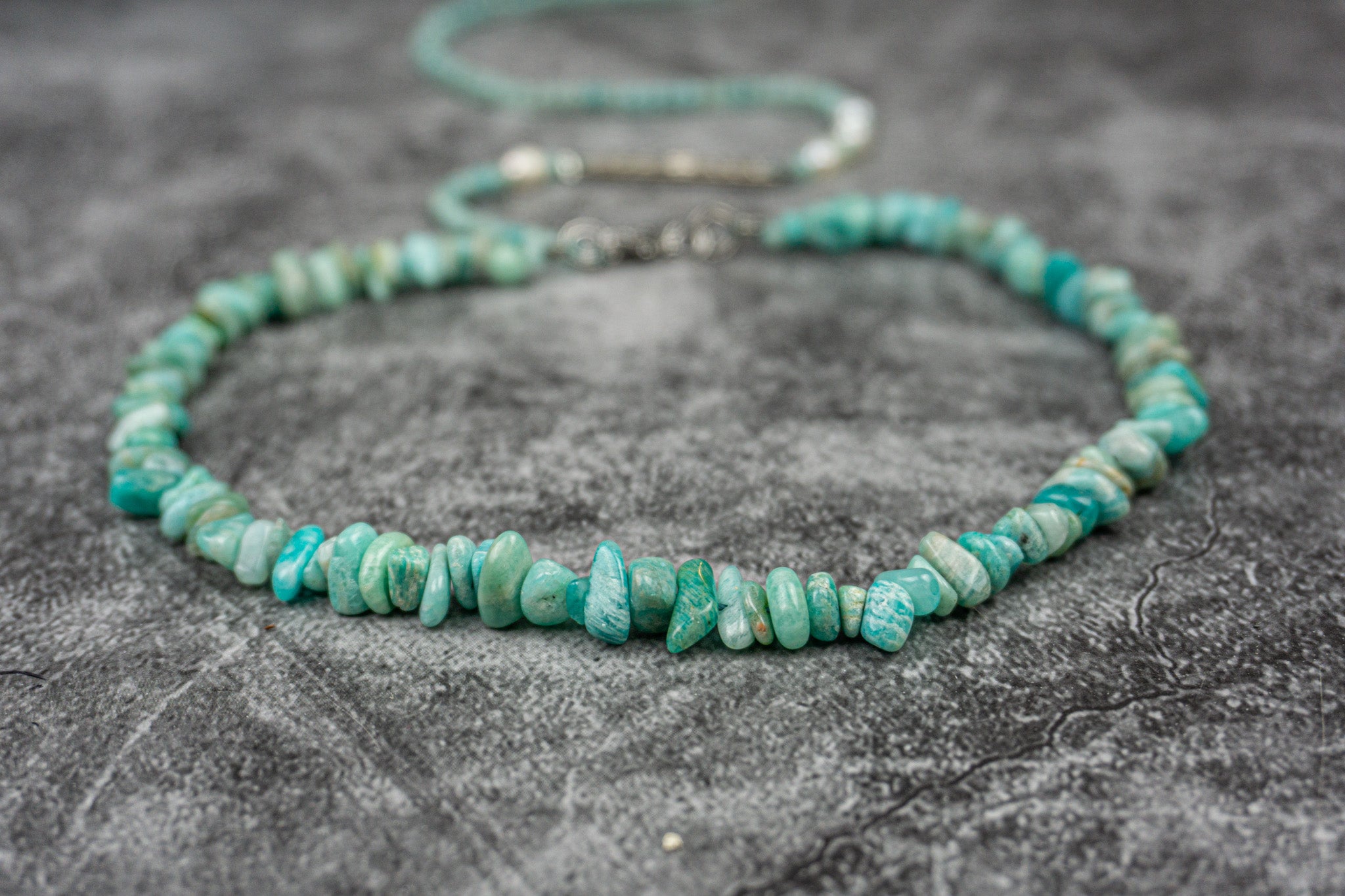 boho chic amazonite and pearl choker  necklace- wander jewellery