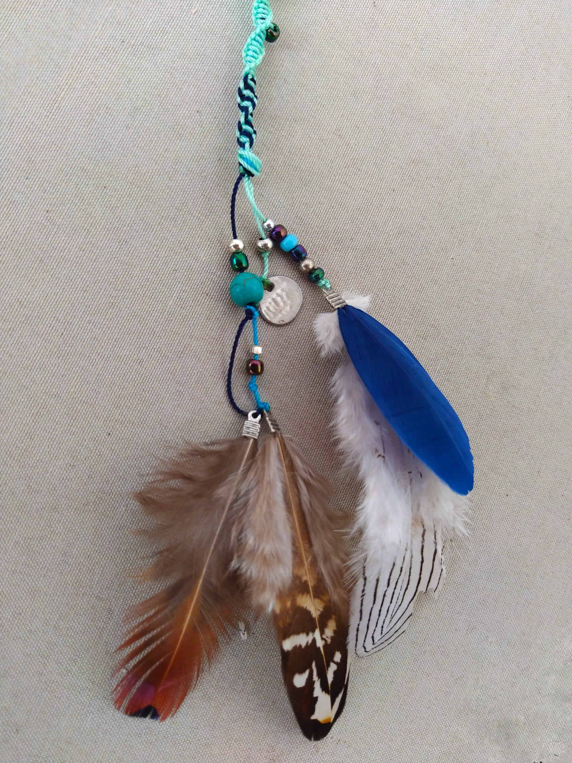 boho clip in hair wrap extension with natural feathers and charms- wander jewellery
