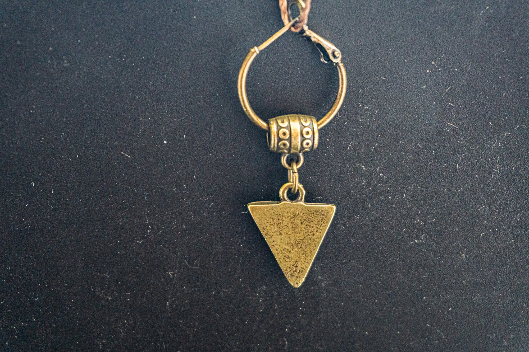 hoop earring with dangle bronze triangle- waner jewellery