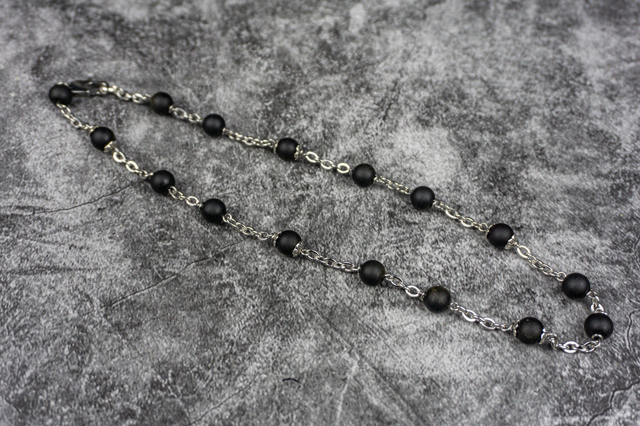 minimalist stainless steel chain choker necklace with golden obsidian bead gemstone- wander jewellery