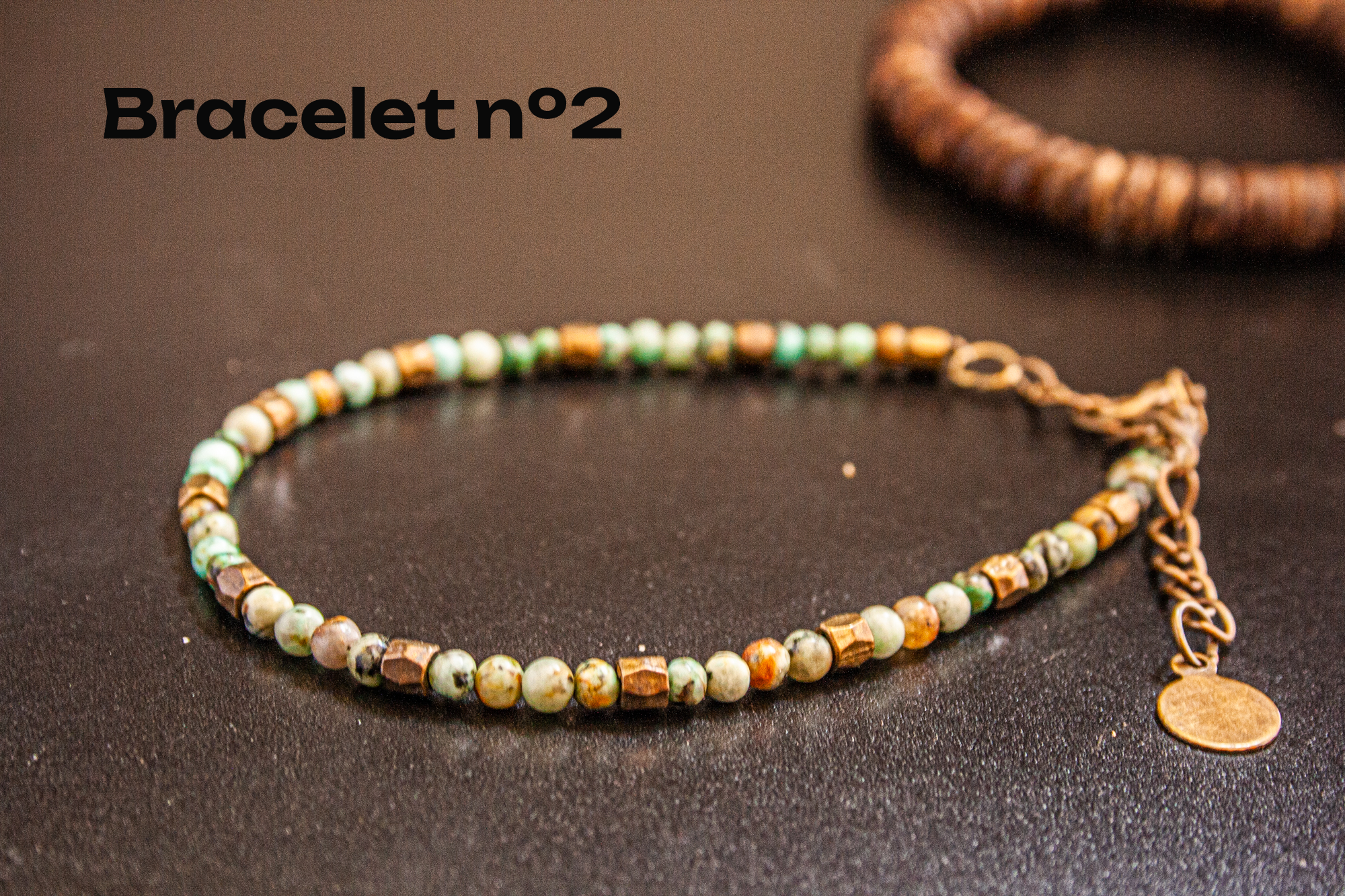 bracelet made of turquoise gemstones and brass details- wander jewellery