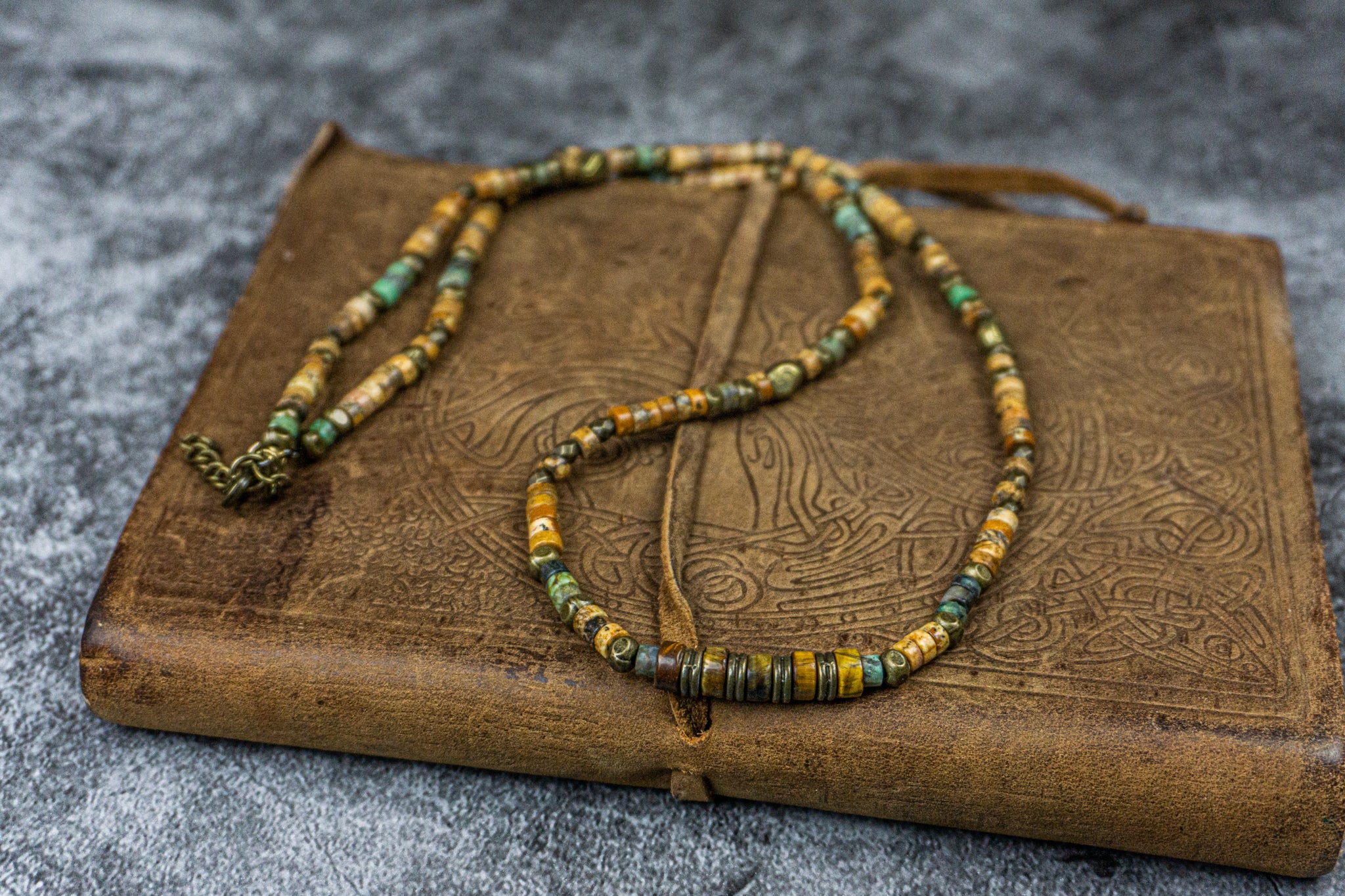 double necklace set made of jasper and tiger eye- wander jewellery