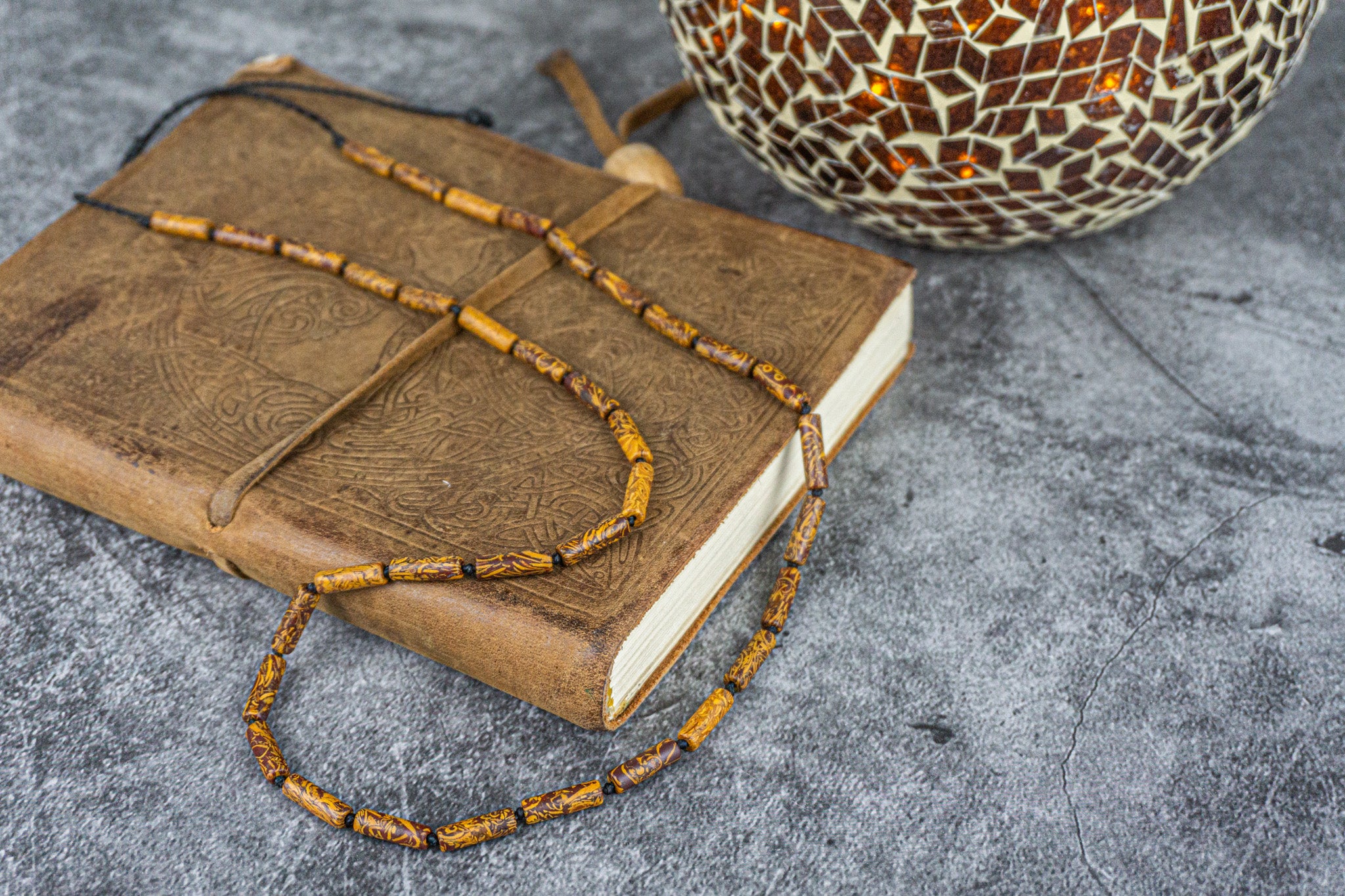 natural elephant skin jasper beaded necklace - wander jewellery