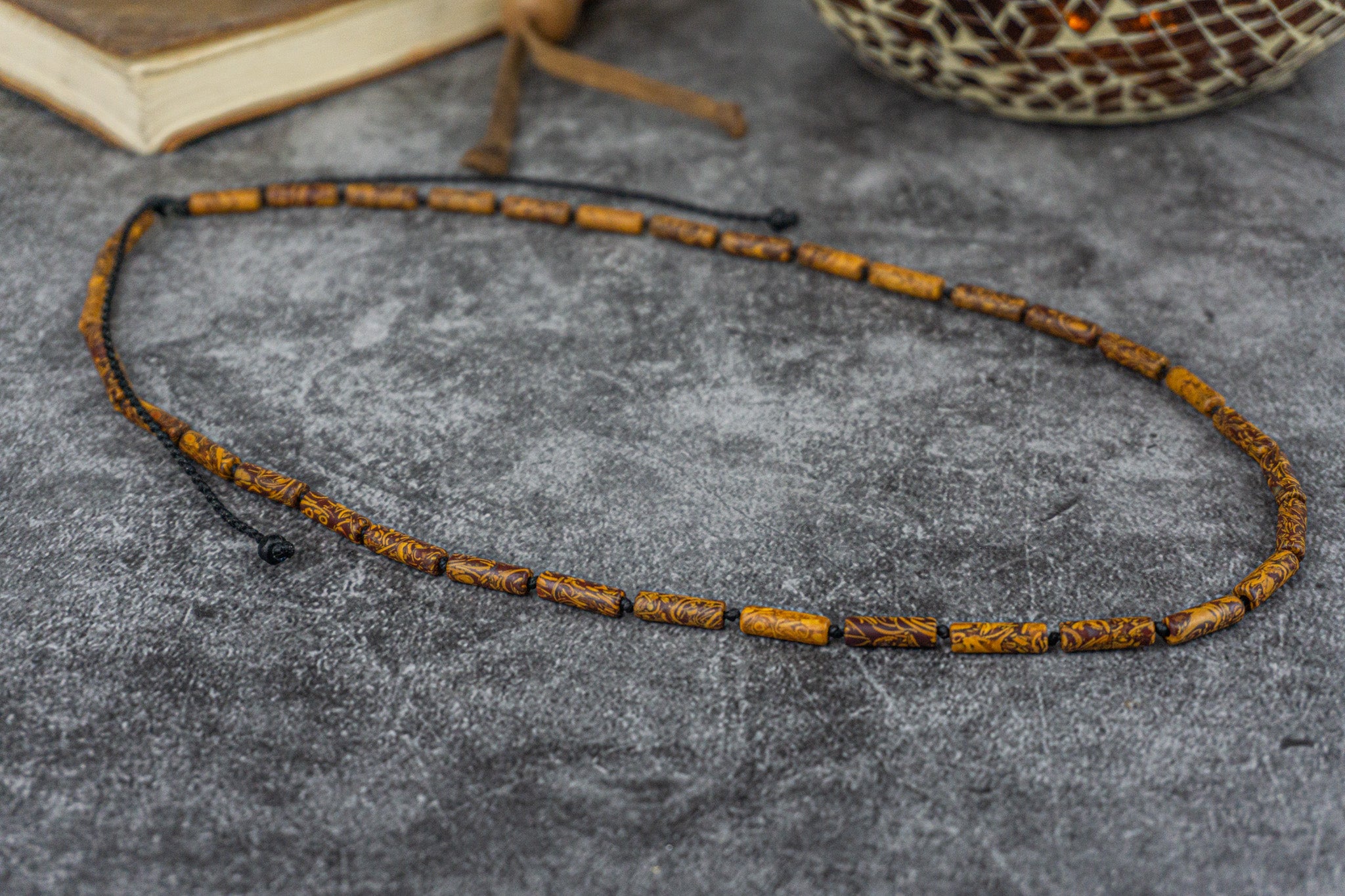 natural elephant skin jasper gemstone beaded necklace - wander jewellery