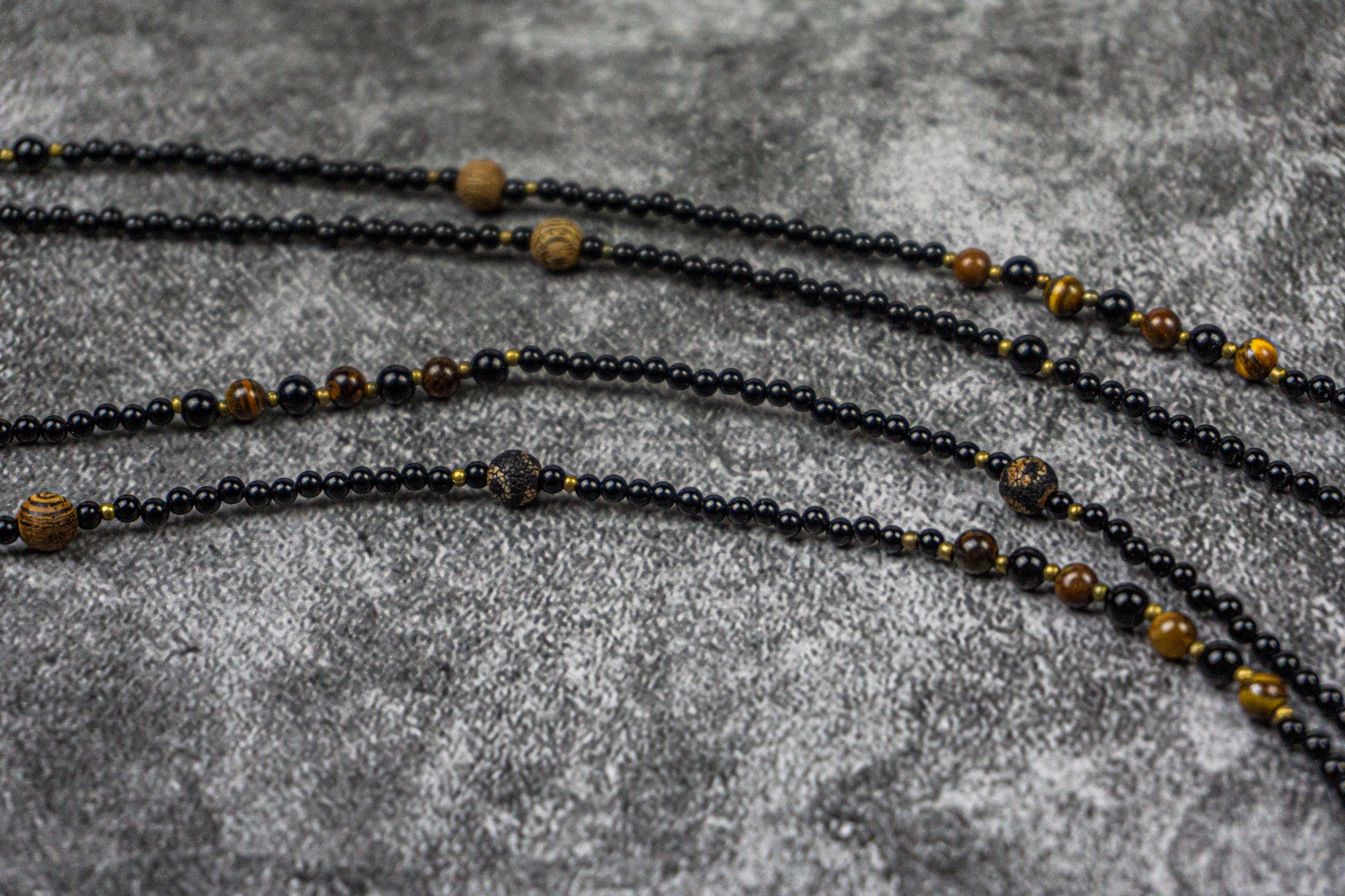 extra long layered black onyx gemstone beaded necklace - wander jewellery