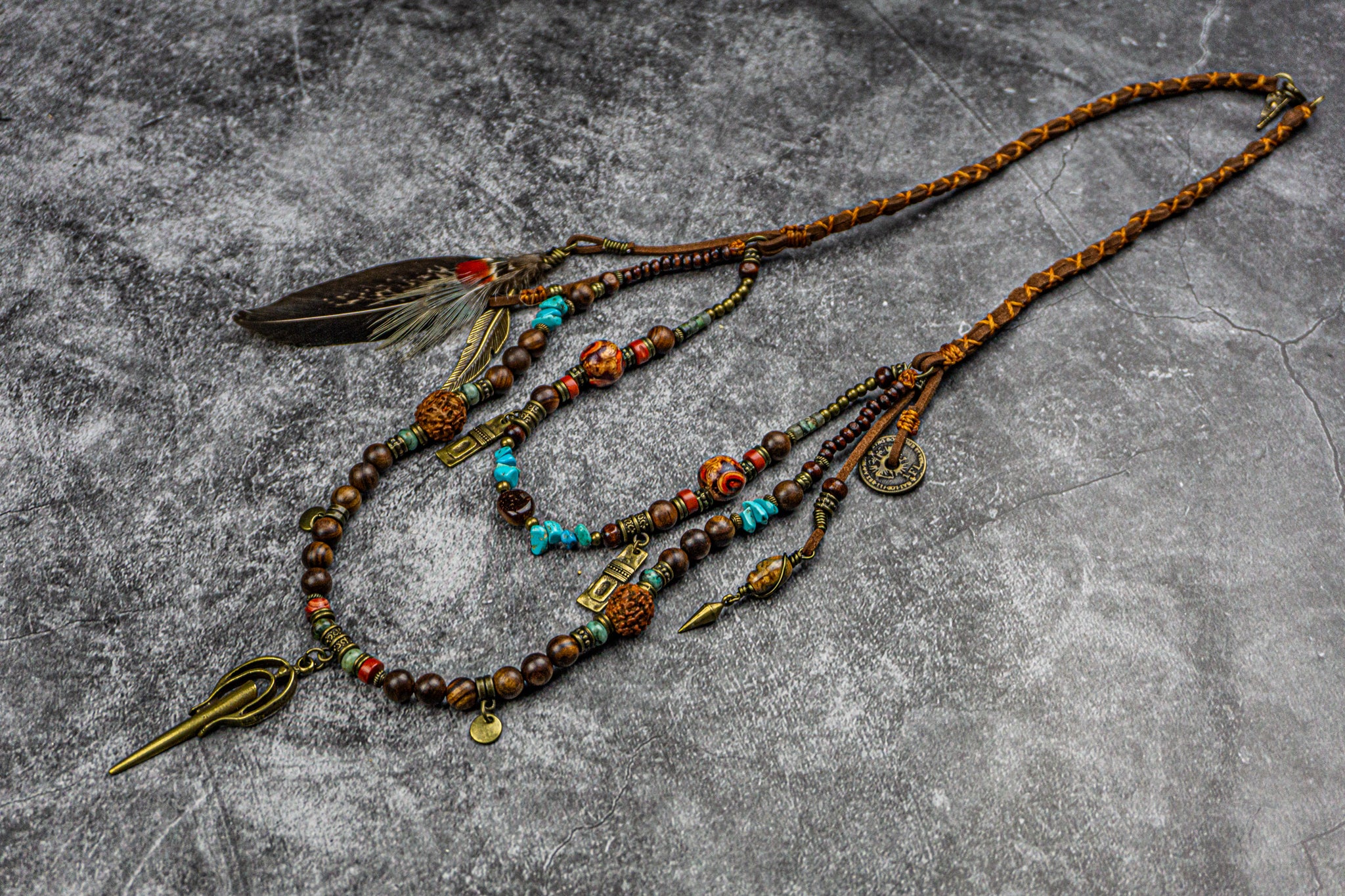 layered charm and pendant boho hippie necklace- wander jewellry