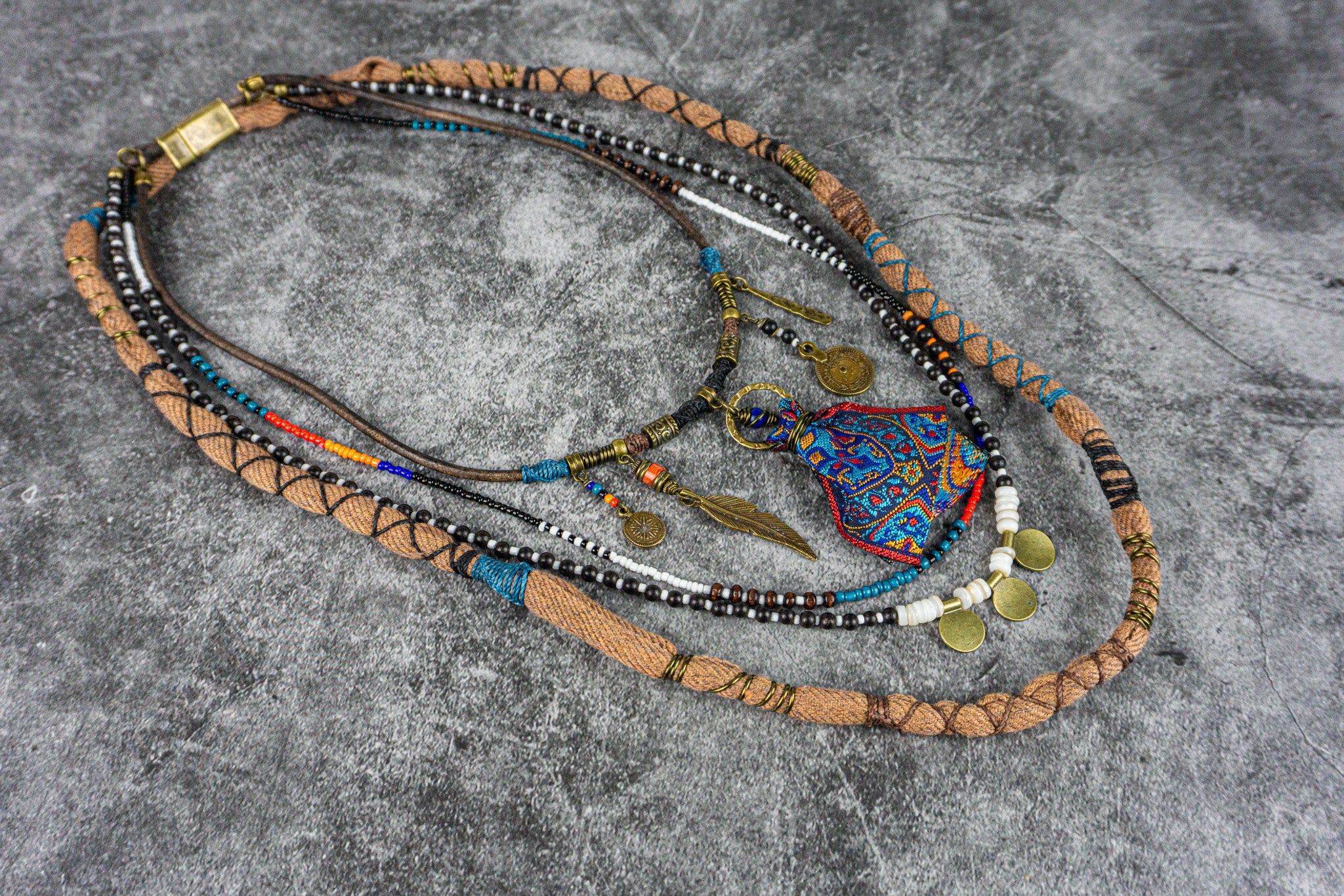 4 layers multi stone necklace set - wander jewellery