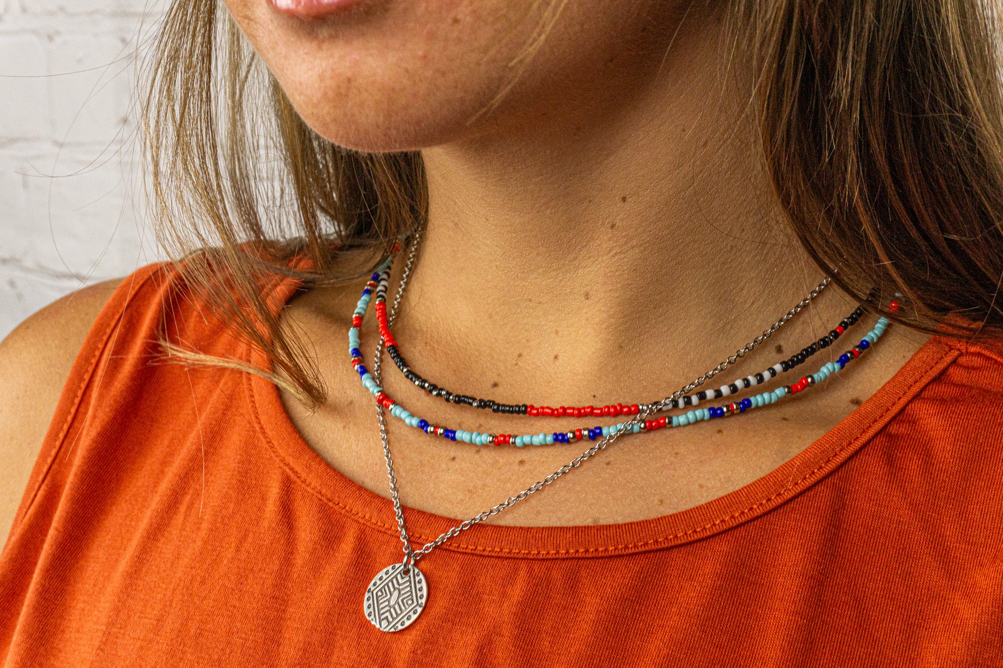 womens colorful beaded layered choker necklace set - wander jewellery