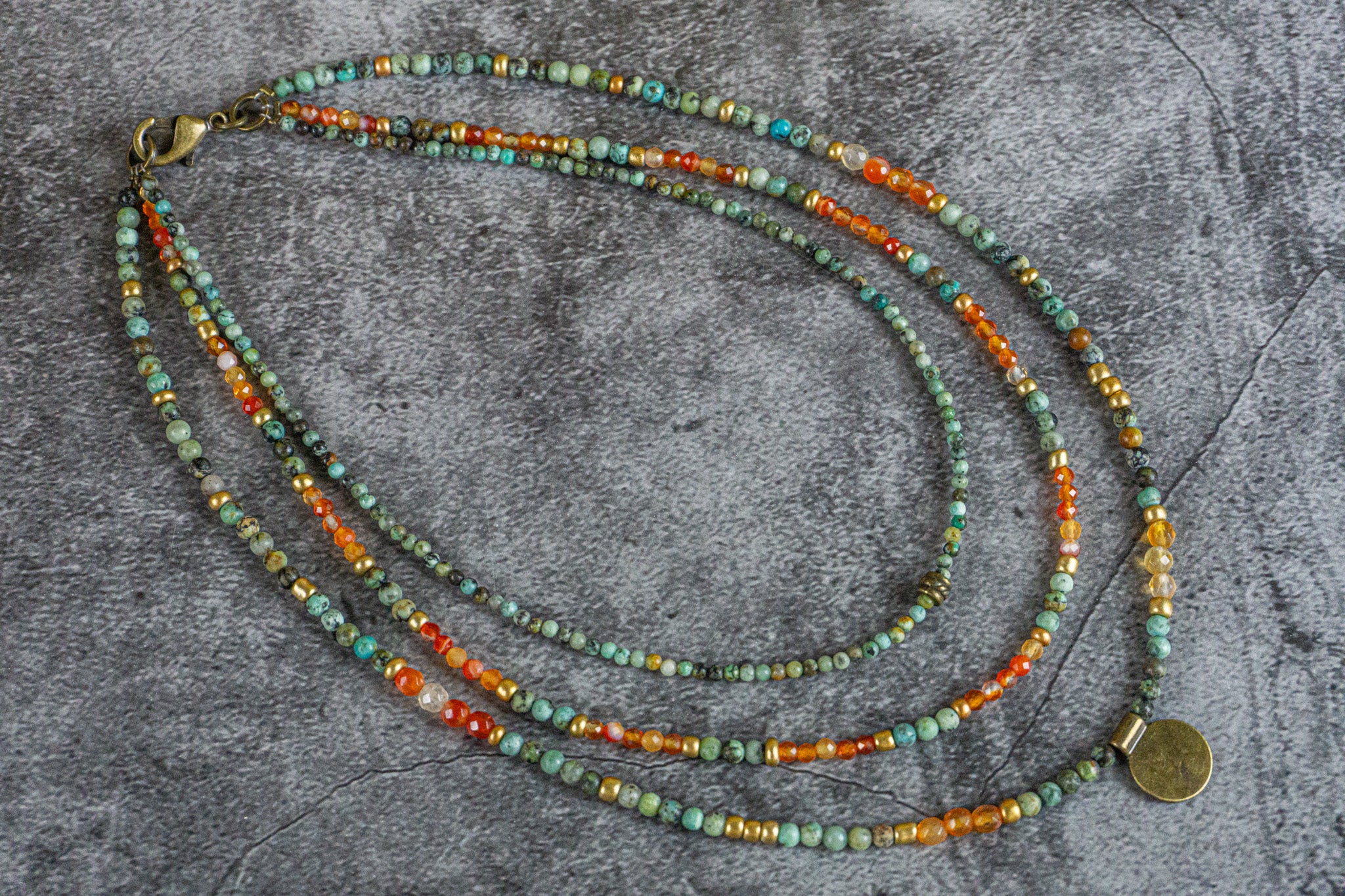 colorful 3 layer gemstone necklace- wander jewellery