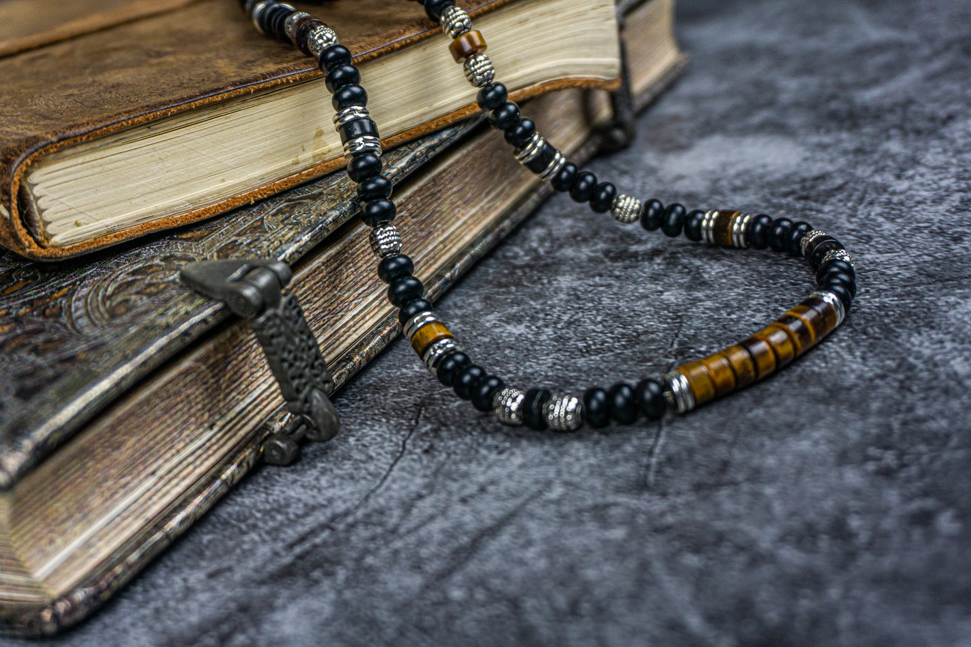 black onyx and tiger eye necklace- wnader jewellery