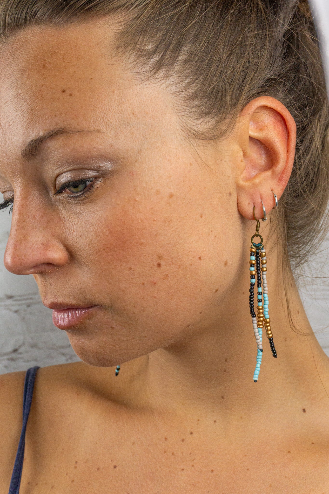 womens long beaded colorful dangle earrings- wander jewellery