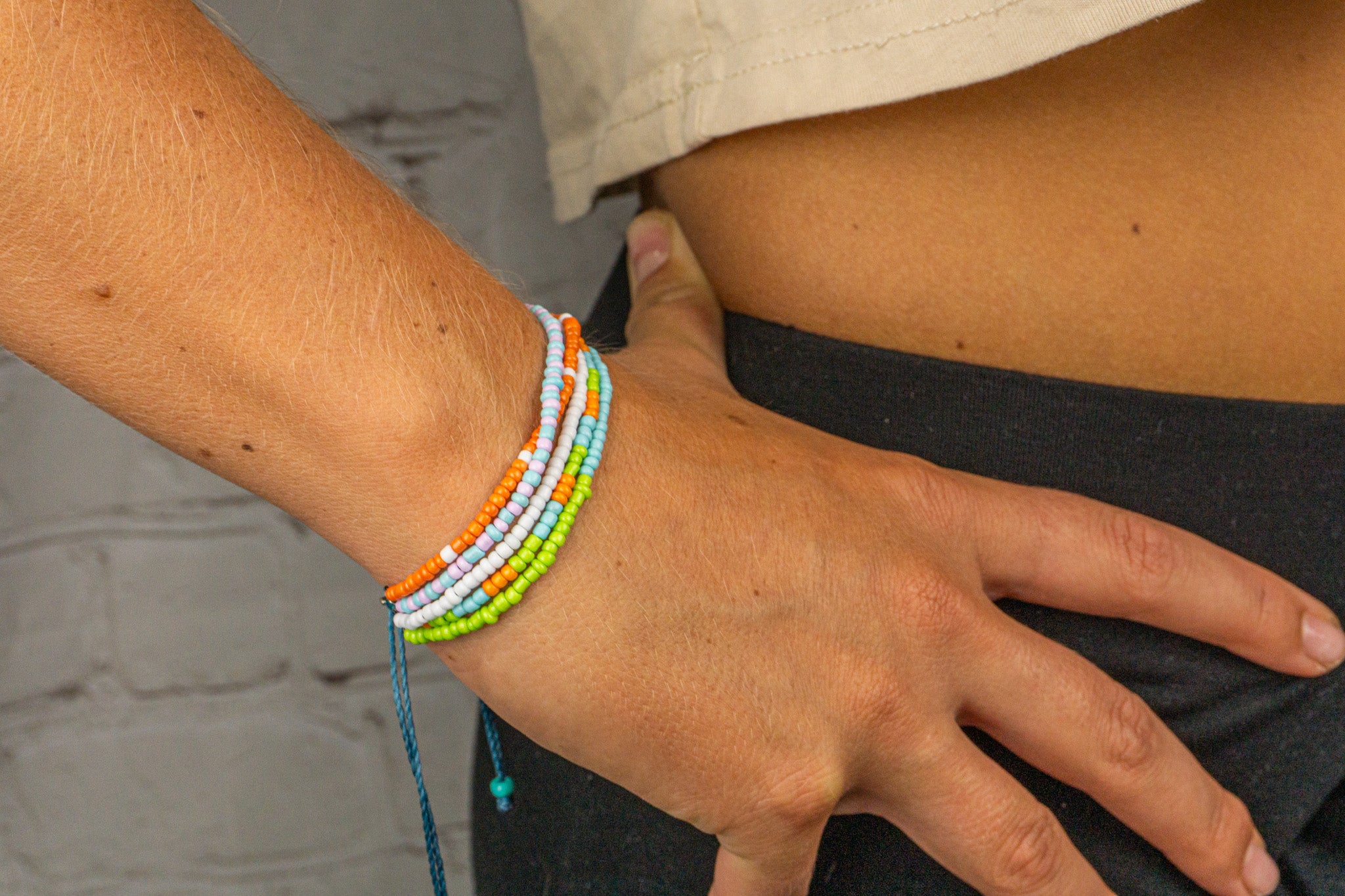 womens multi strand colorful beded bracelet- wander jewellery
