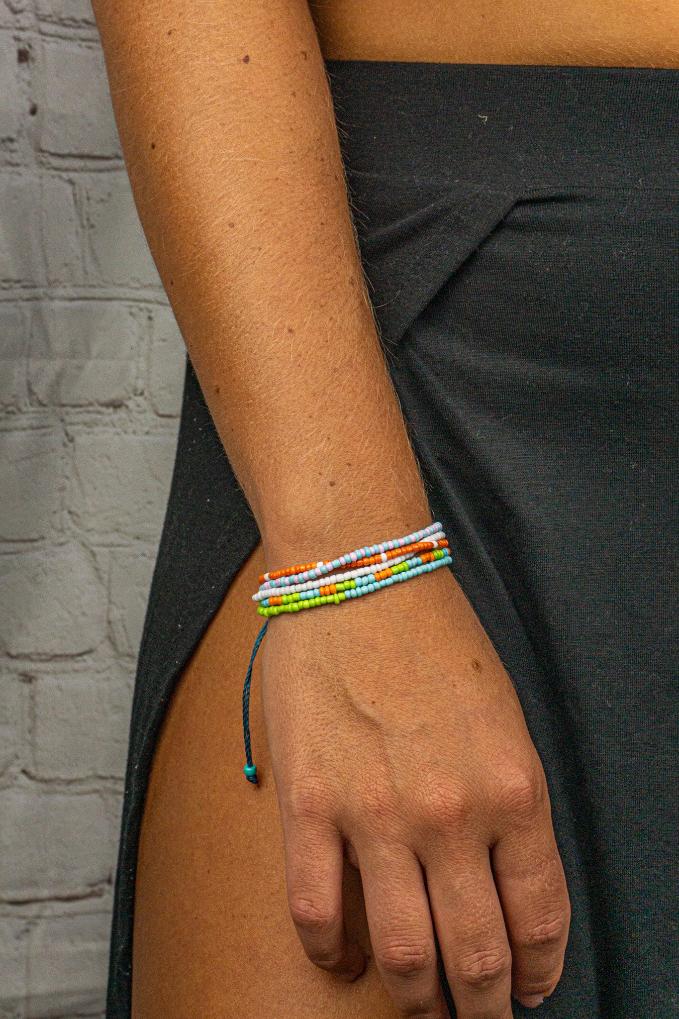 womens multi strand colorful beded adjustable bracelet- wander jewellery
