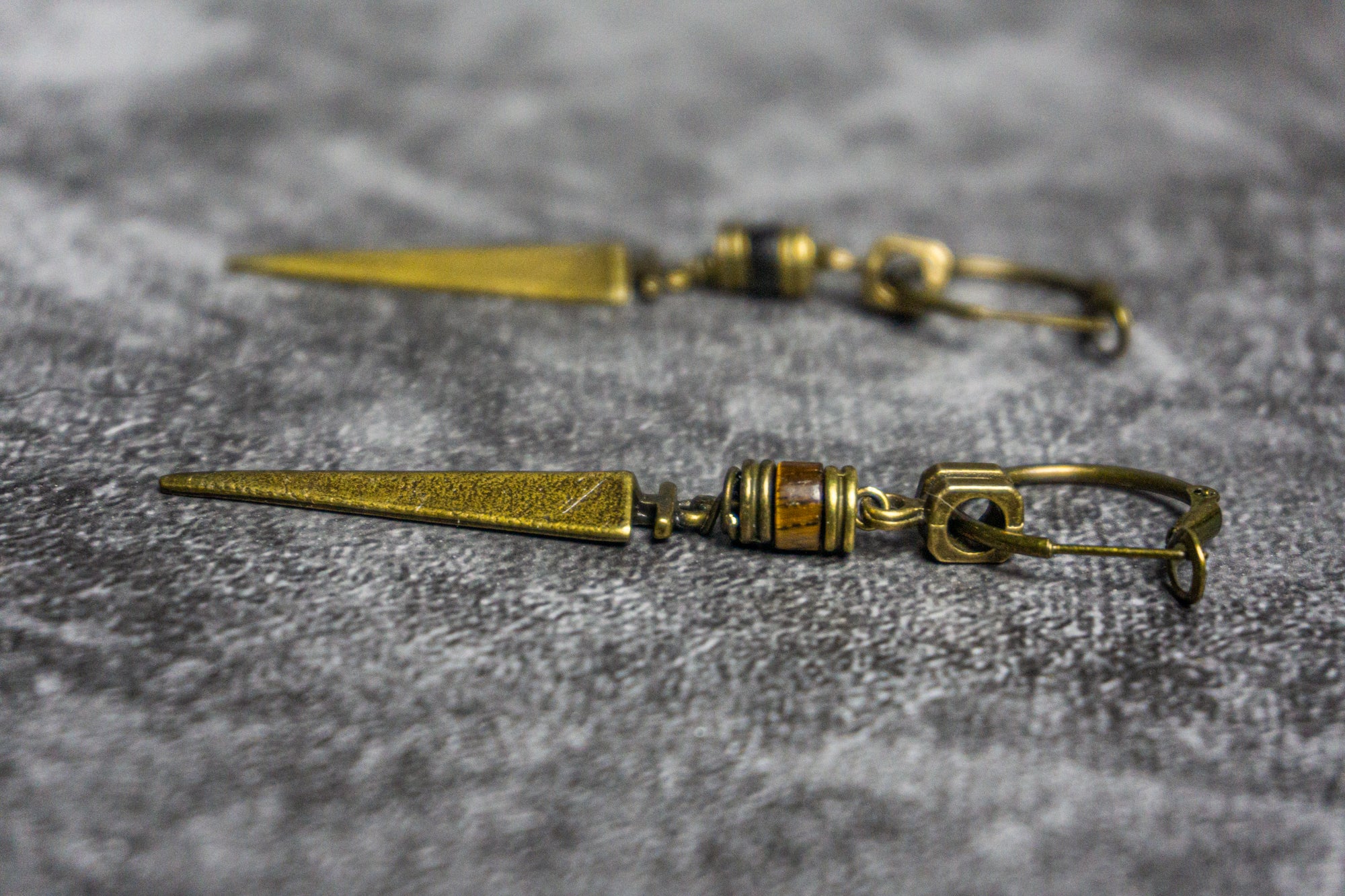 hoop earring with dangle dagger and gemstone bead- wander jewellery