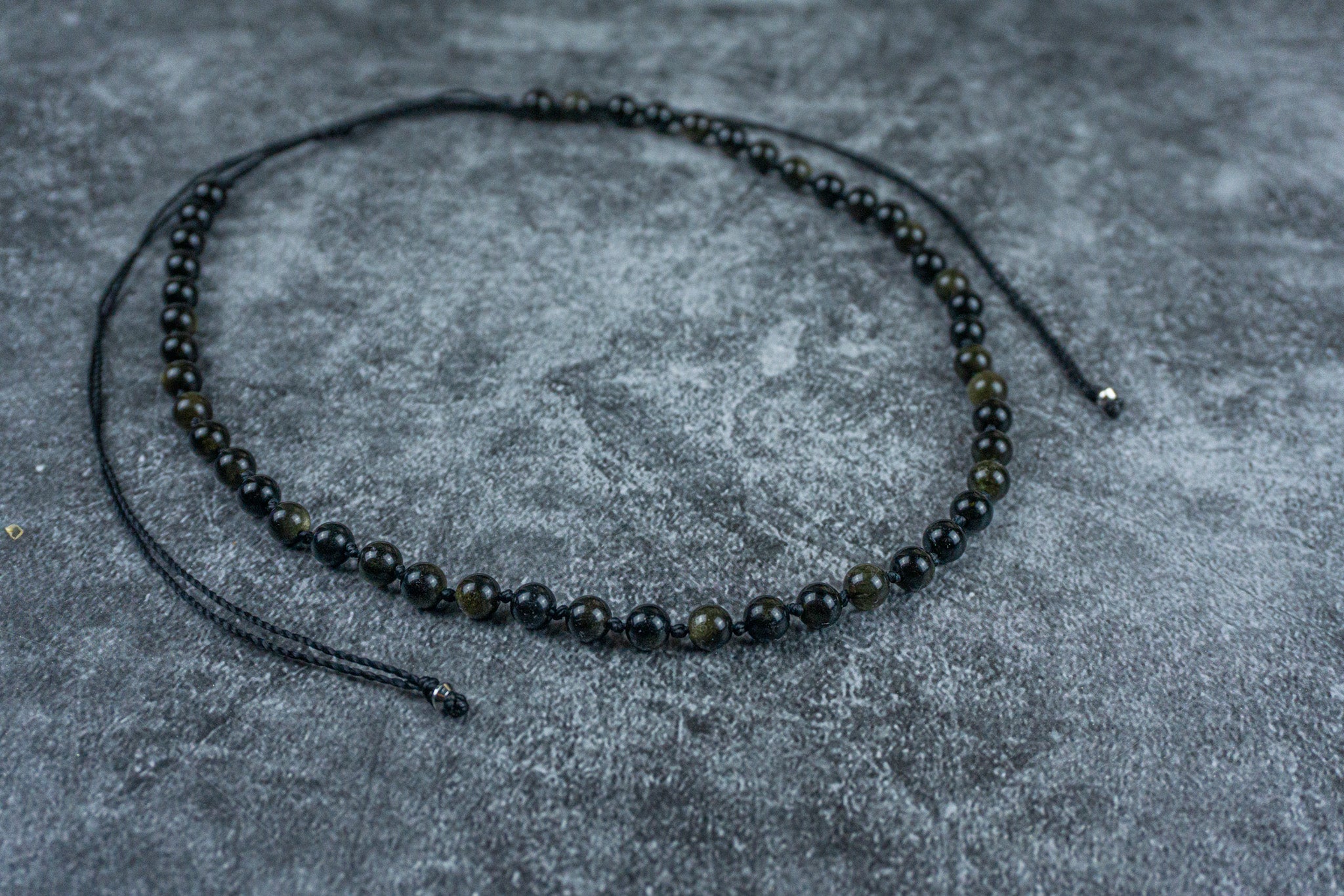 golden obsidian beaded adjustable necklace- wander jewellery
