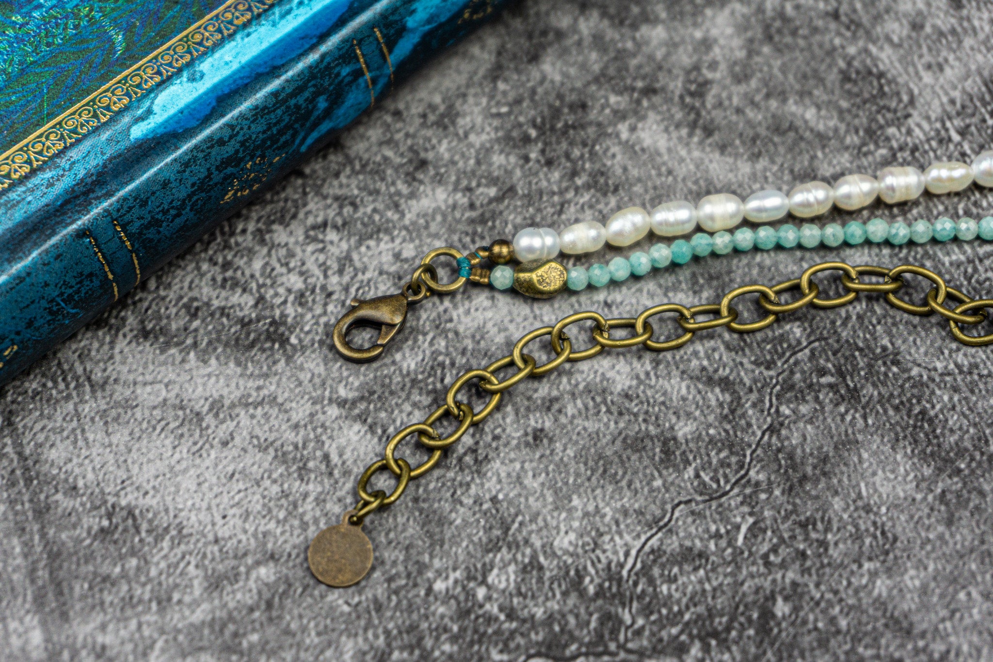 asymmetrical amazonite gemstone and chain choker - wander jewellery