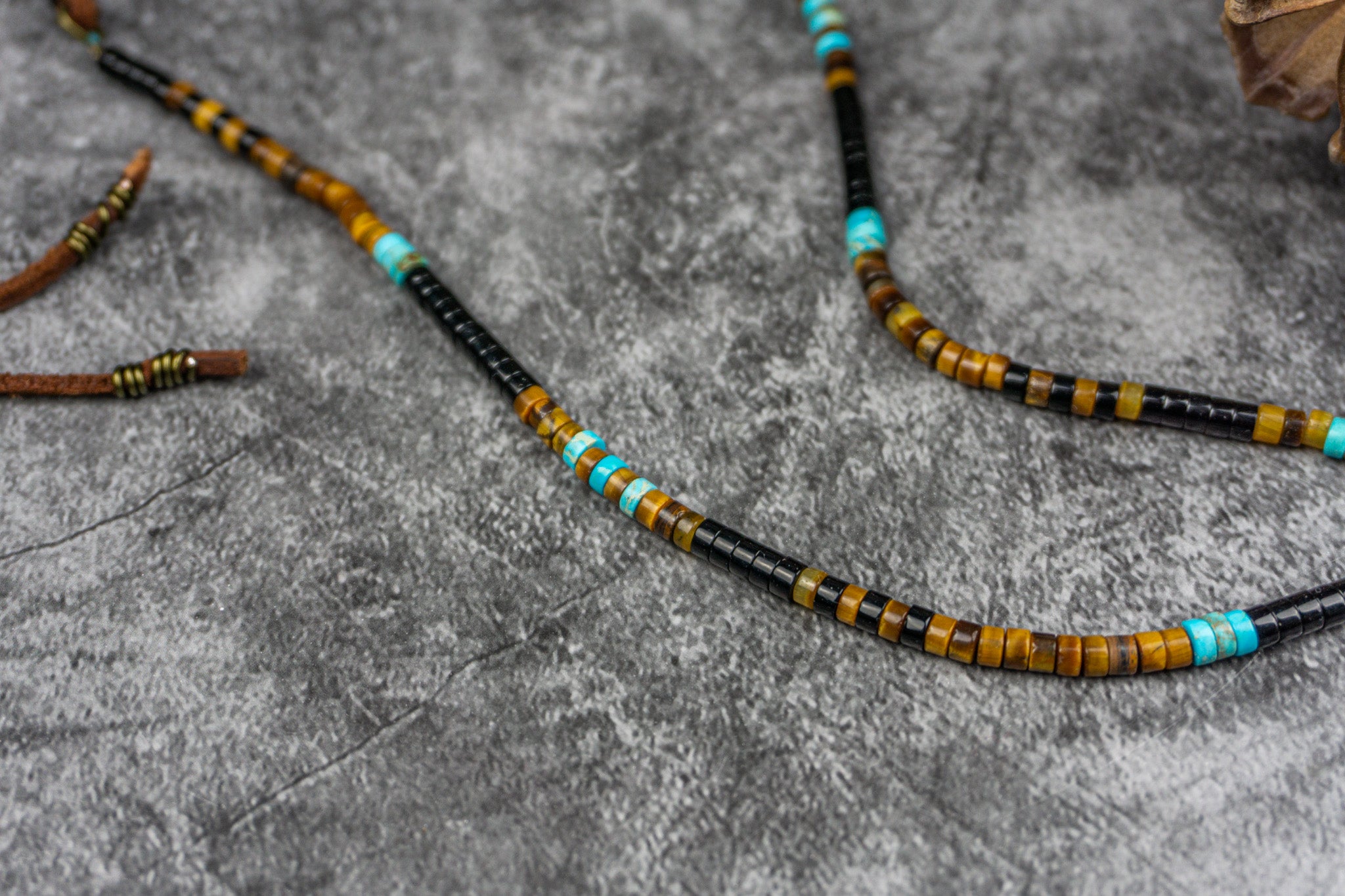 onyx tiger eye and imperial jasper gemstone necklace- wander jewellery