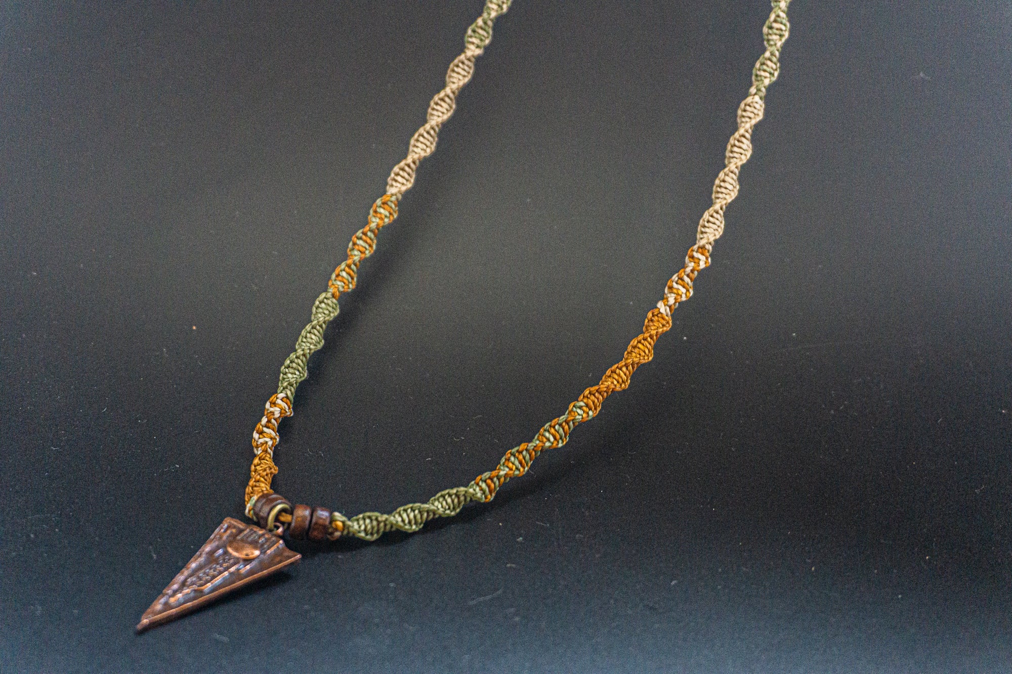 mens colorful macrame necklace with tribal pendant- wander jewellery