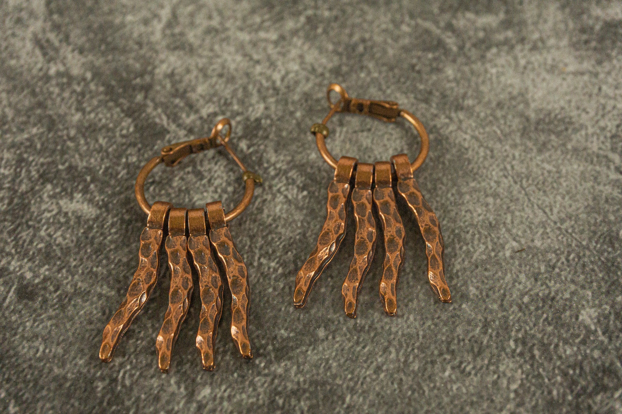 modern abstract copper spike dangle earrings- wander jewellery