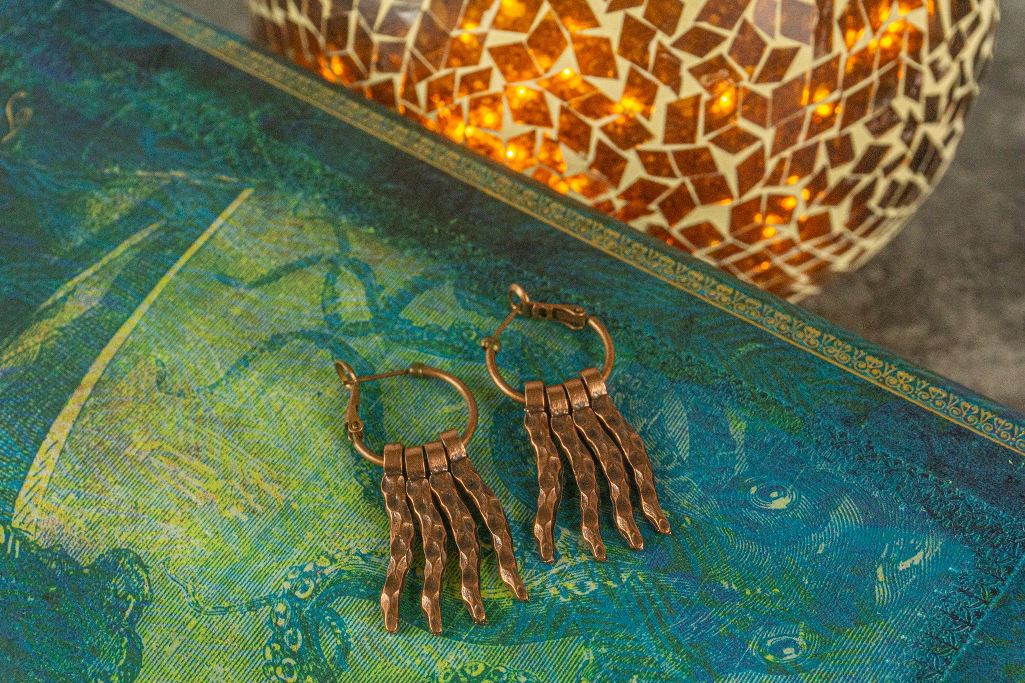 modern abstract copper spike earrings- wander jewellery
