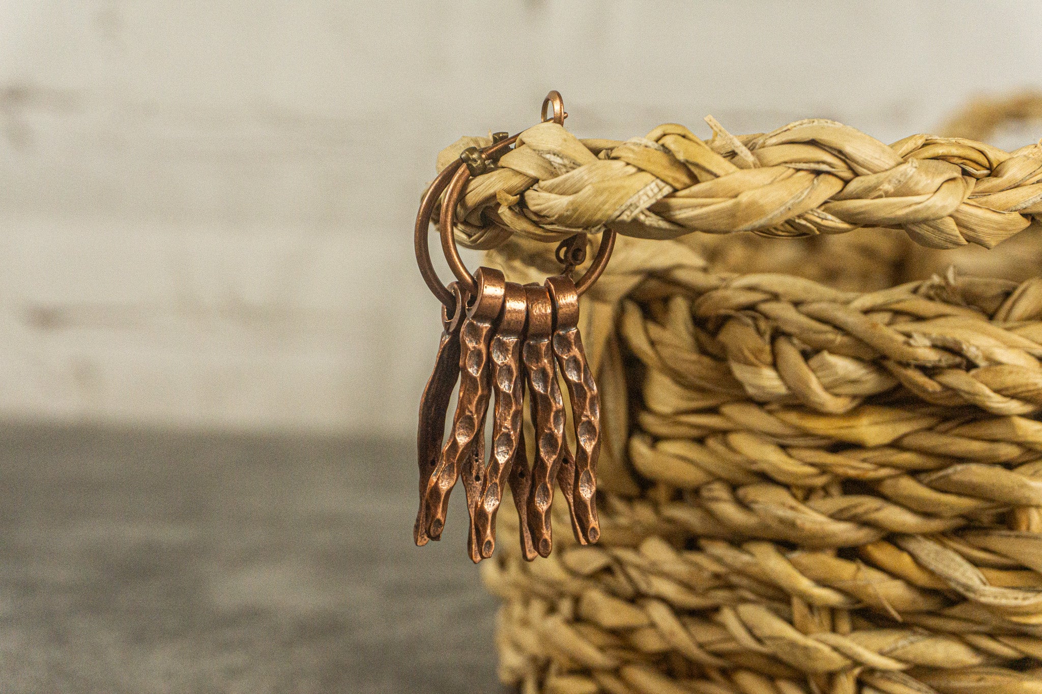 edgy abstract copper spike dangle earrings- wander jewellery