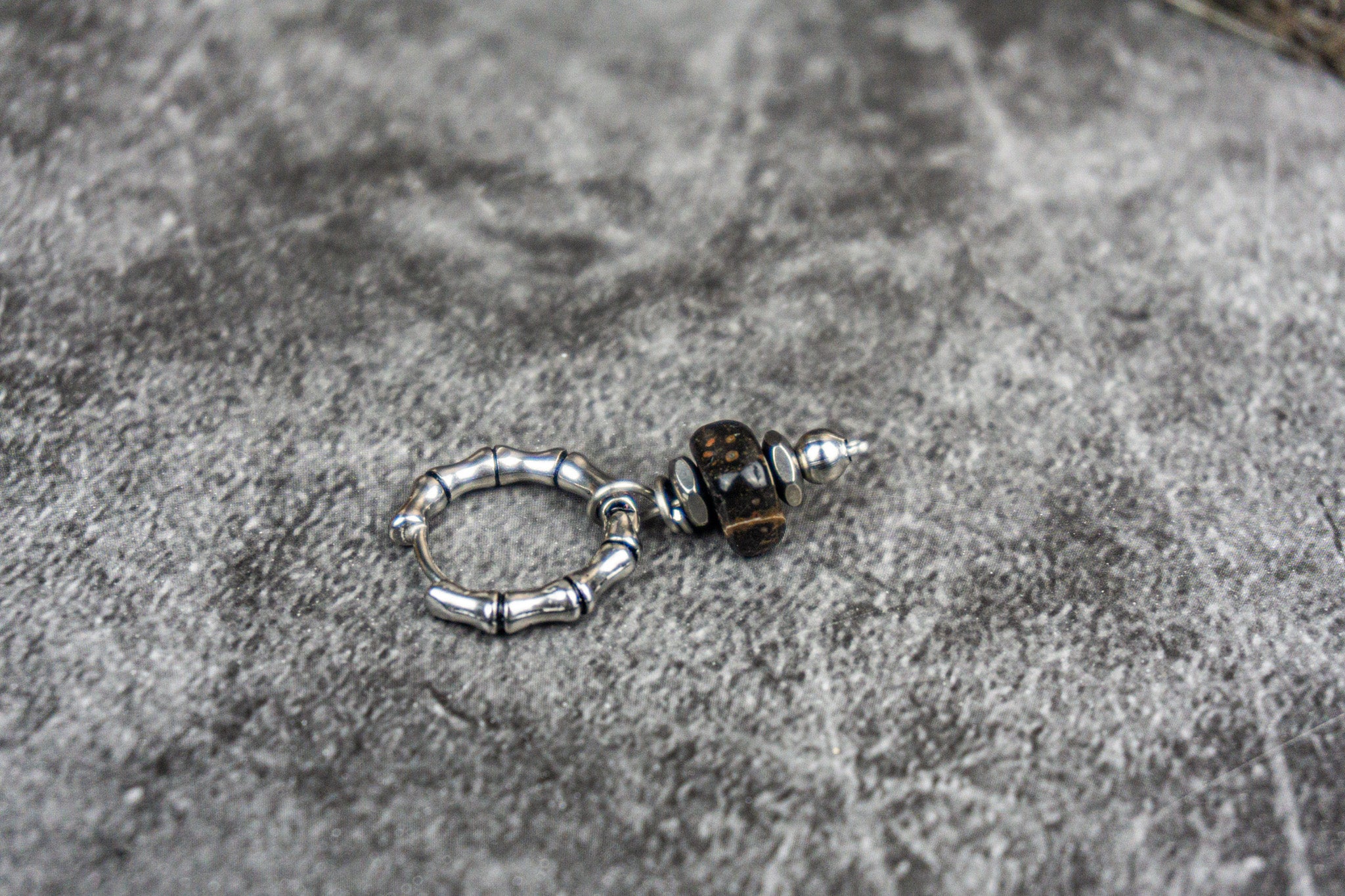 stainless steel hoop pirate dangle gemstone earring- wander jewellery