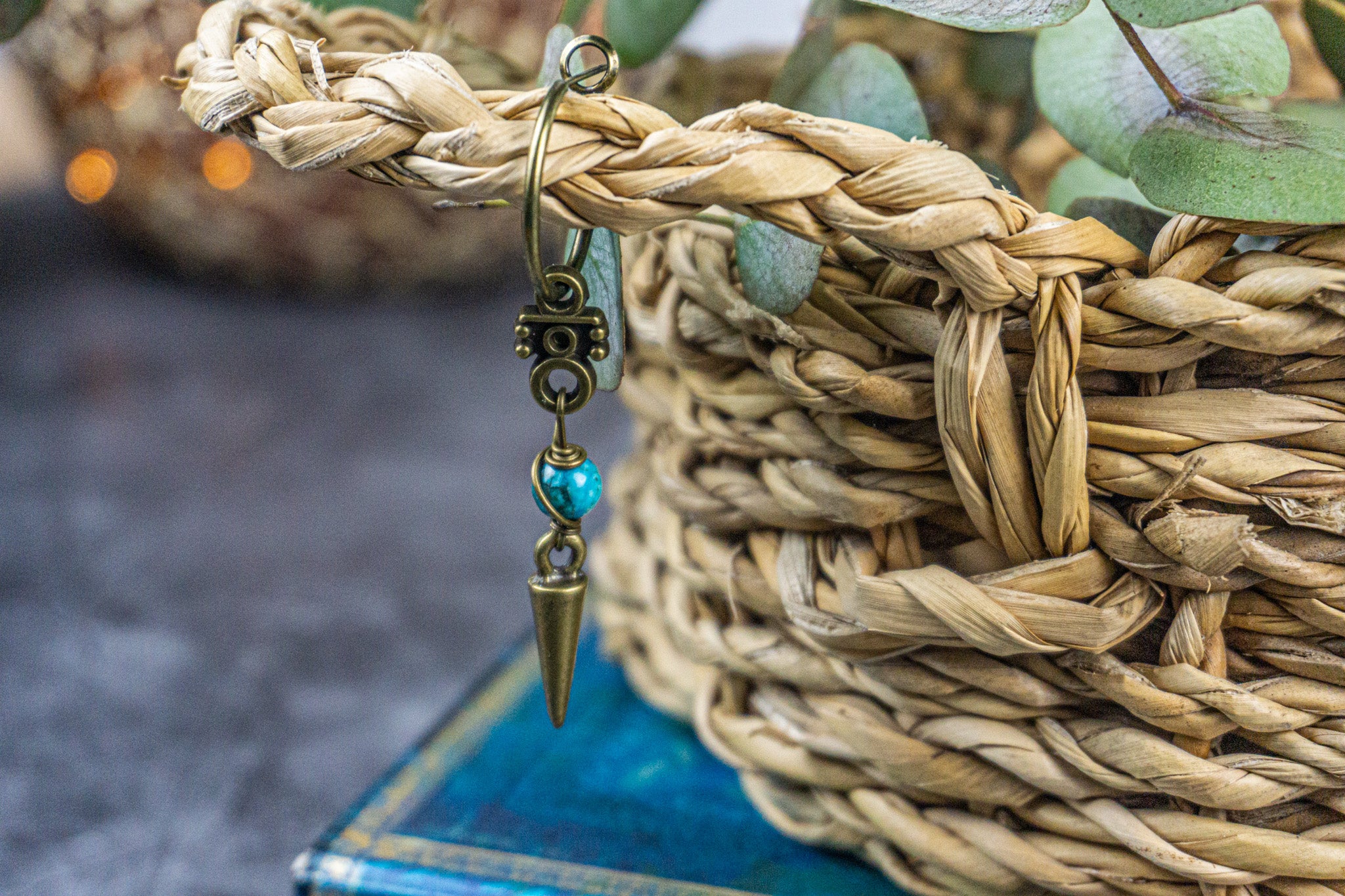 boho tibetan gemstone beaded spike earring- wander jewellery