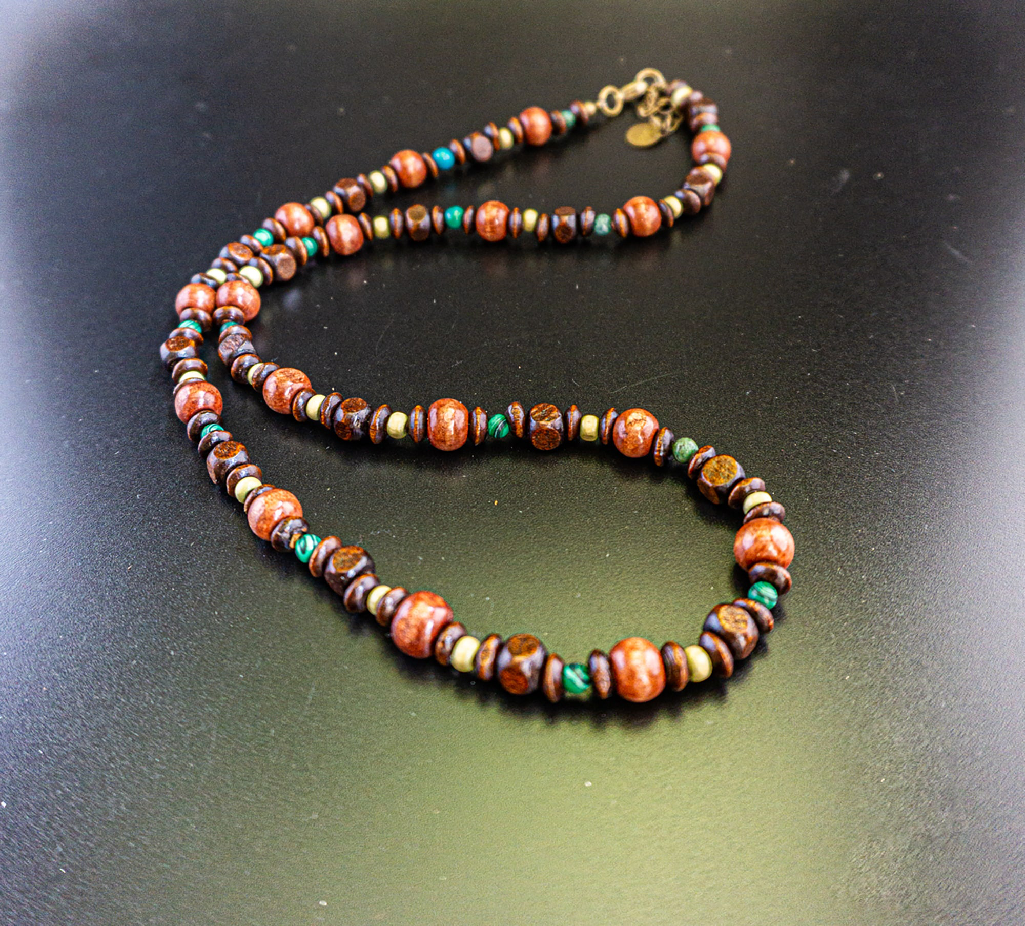 wooden bead gemstone surfer necklace- wander jewellery