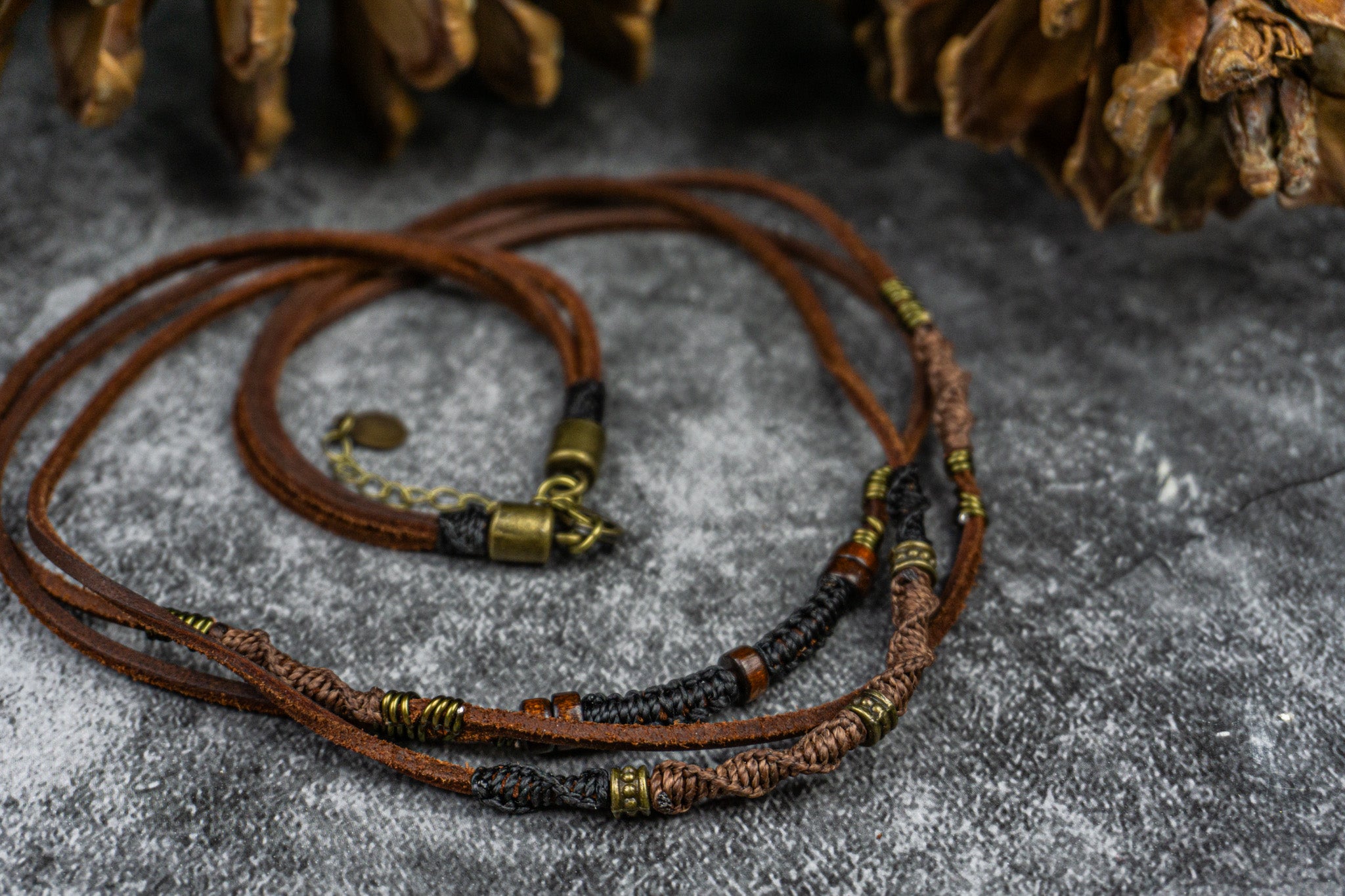 leather choker necklace set- wander jewellery