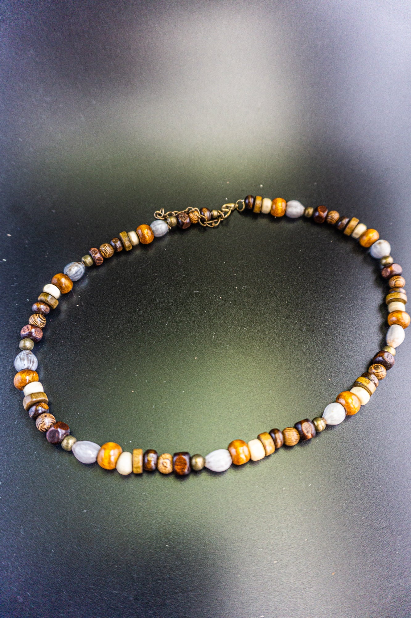 wood and shell beaded choker necklace-wander jewellery