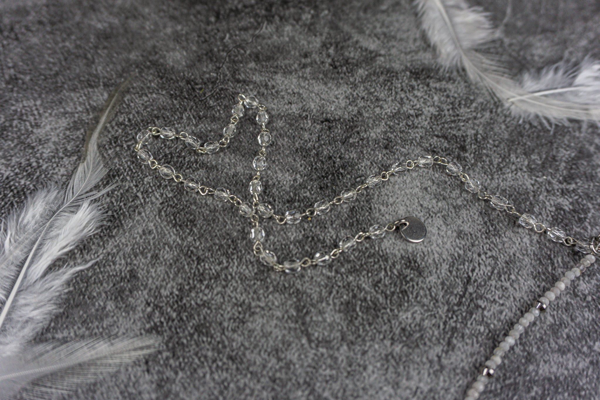 Stunning crystal y back necklace with moonstone and silver plated brass for weddings – Wander Jewellery