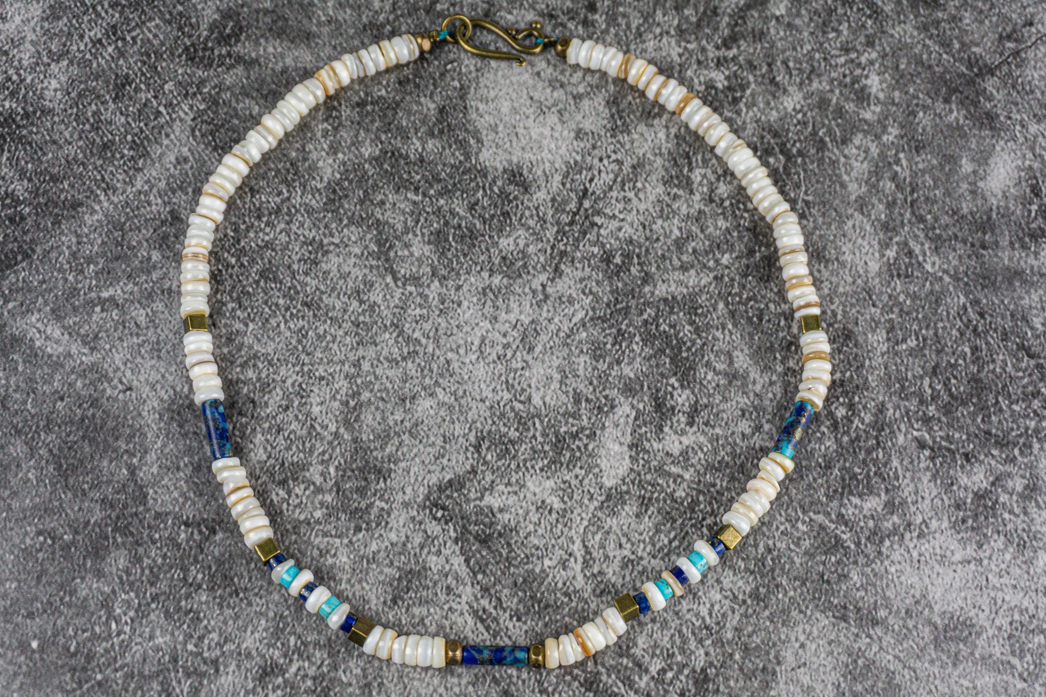 seashell and gemstone bead choker necklace- wander jewellery