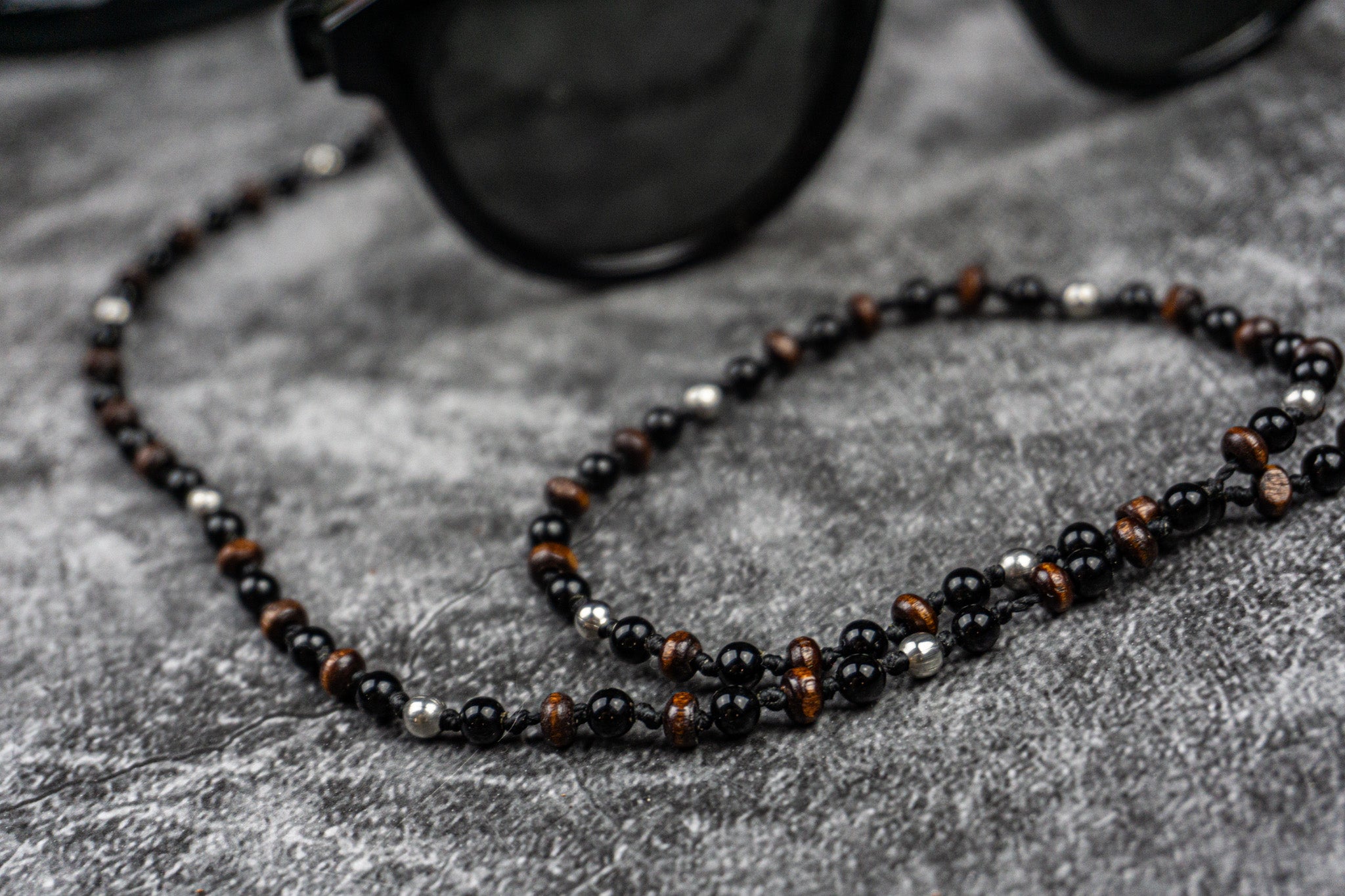 wood onyx  beaded eyeglasses chain holder- wander jewellery