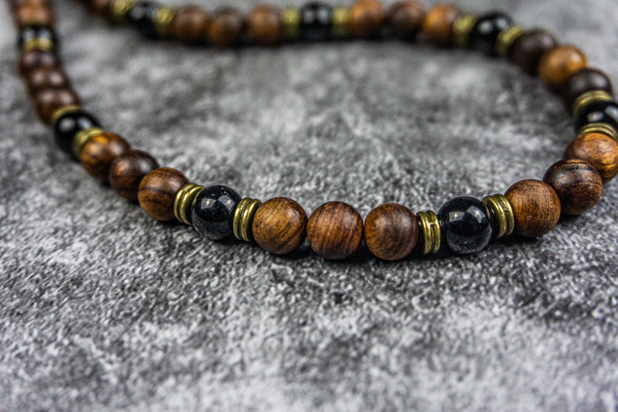 Wood and Onyx Beaded Necklace