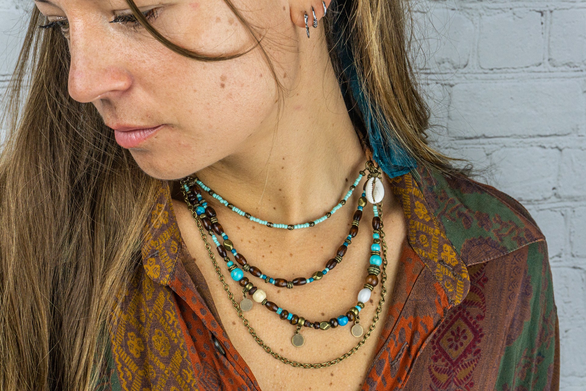 Handmade Boho Necklace Diy Boho Necklace Multi-Layered Turquoise
